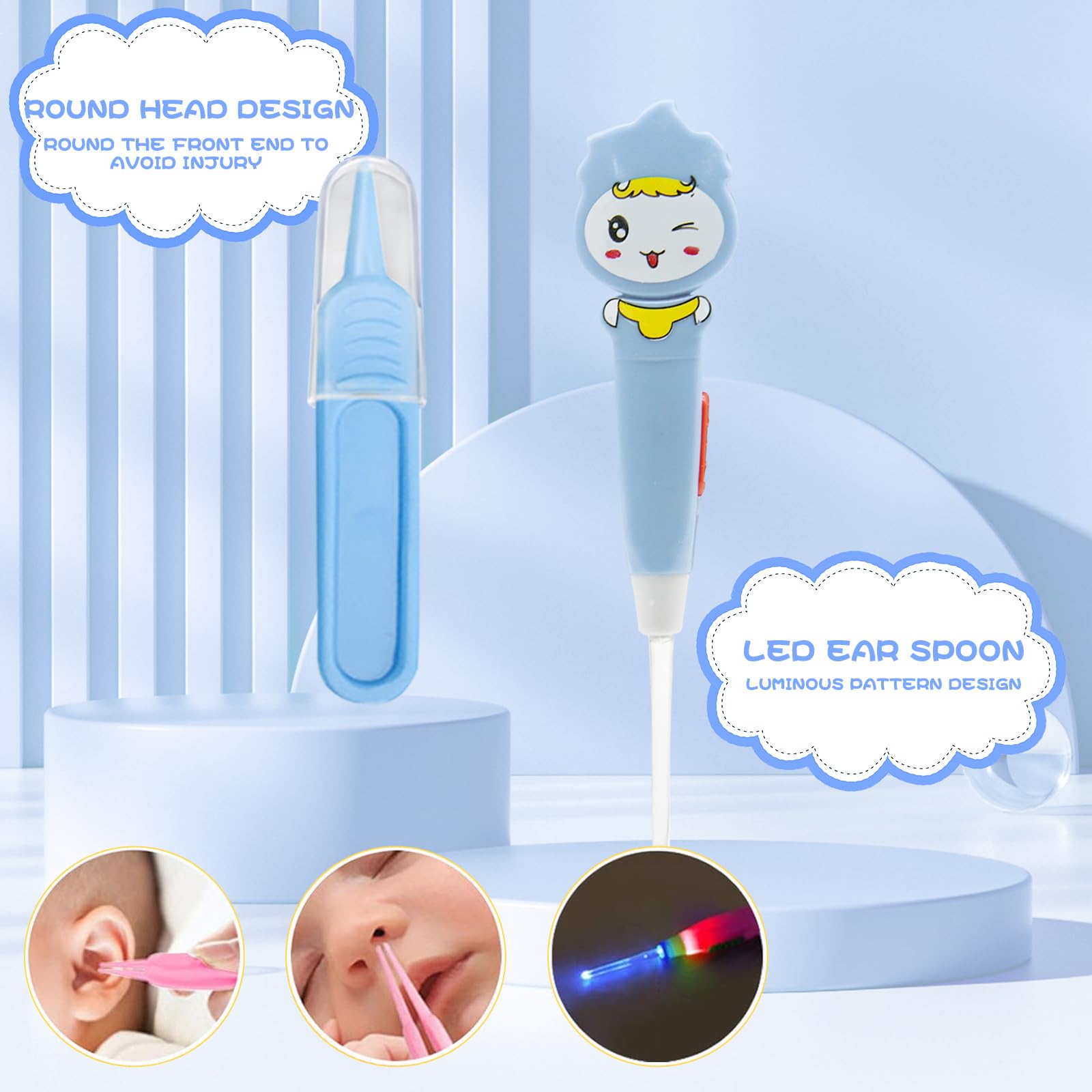 Trousse de Soin Bébé, HyAdierTech 13 Bébé Naissance Set, Kit de Soin Bébé, soins bébé Infirmière nouveau-né Bébé Clou Cheveux Soins de santé Des gamins Thermomètre Toilettage Brosse Trousse (blue)