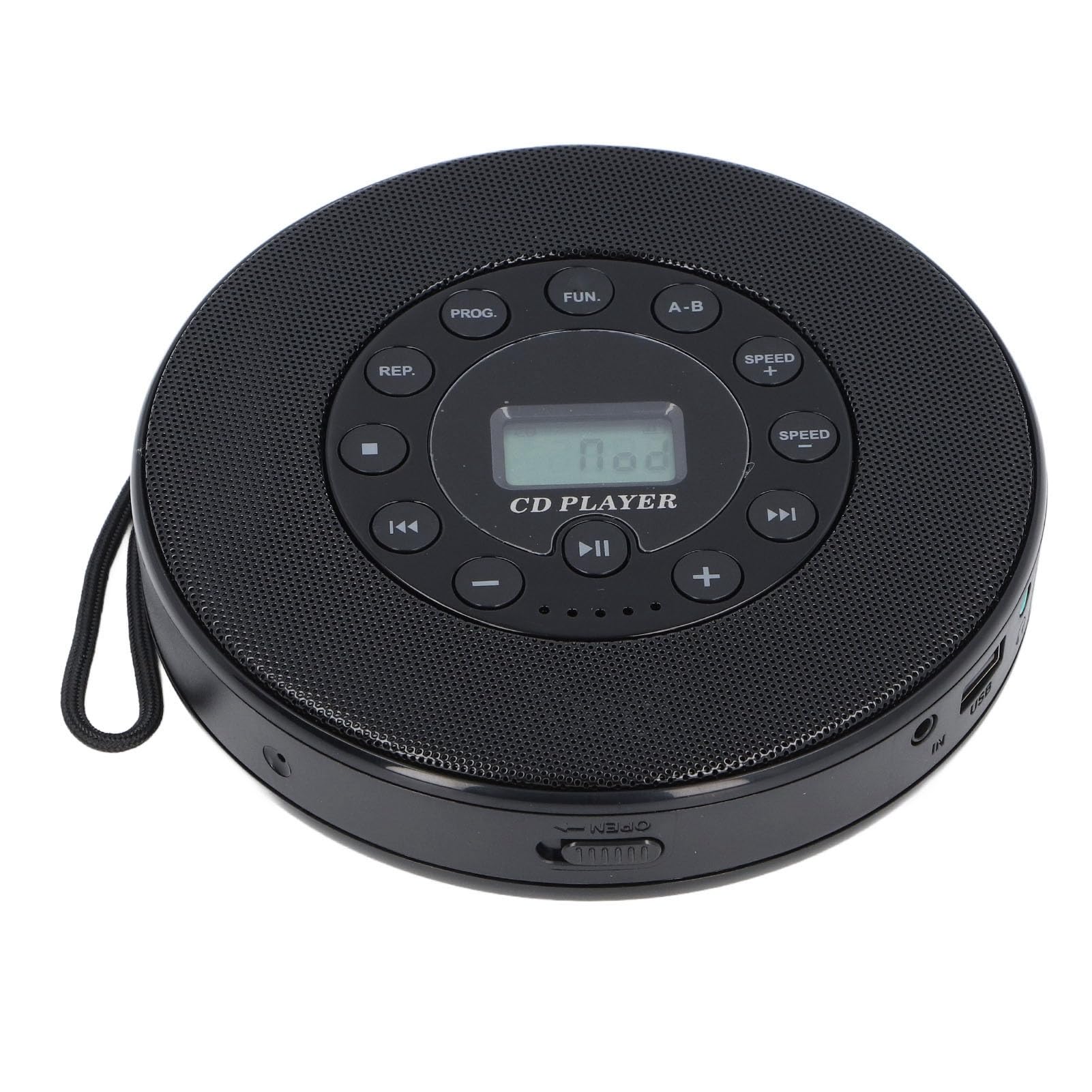 Greensen Lettore CD Portatile, Lettore CD Bluetooth ABS con Altoparlante Integrato, Batteria Ricaricabile da 2000 MAh, Uscita da 3,5 Mm, Riproduzione MP3 USB per Ascolto in Auto e a Casa (BLACK)