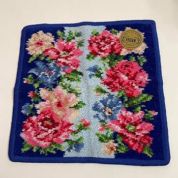 Amazon.co.jp: フェイラー タオルハンカチ ブルー系 花柄 約21cm
