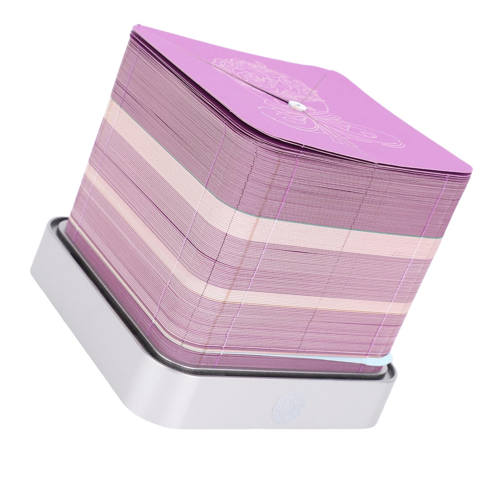 SIXRUN Rose 3D-Notizblock, Papierschnitzkunst-Notizblock mit Licht und 2026-Kalender, Handriss-Notizskulptur, 9,8 X 9,8 X,3 Cm, für Büro, Zuhause, Studenten (PURPLE)