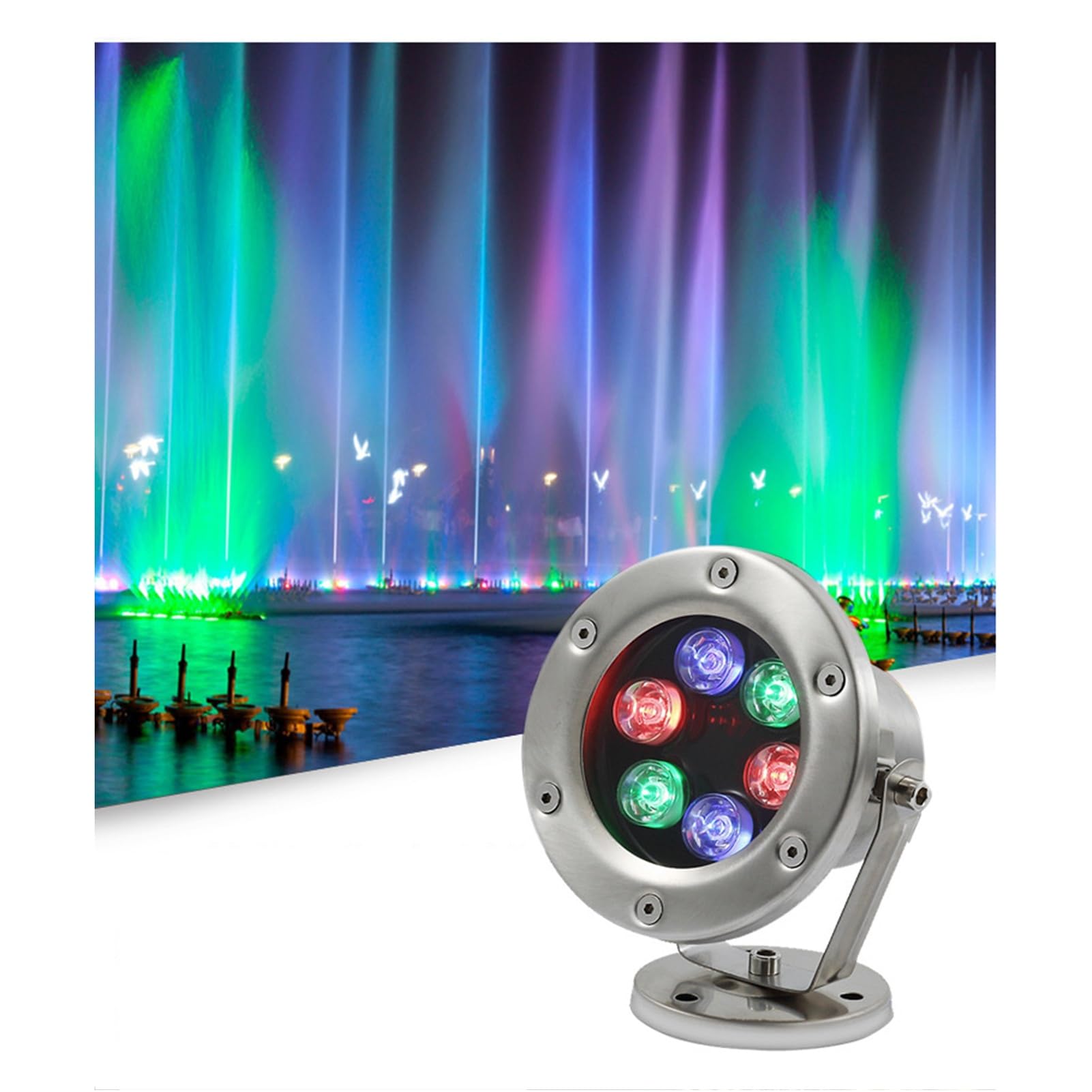LED Luci Subacquee RGB Luce dello Stagno IP68 Impermeabile Bassa Tensione AC24V Stainless Steel Sommergibile Faretti per Giardino Acquario Fontana Cascata Luce della Piscina(18W-AC24V)