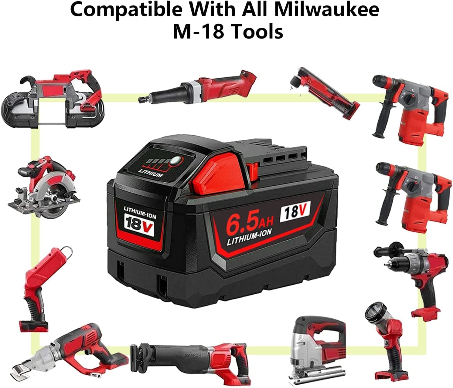 m M18 Milwaukee Battery 18V 6.0Ah Replacement Battery For Milwaukee