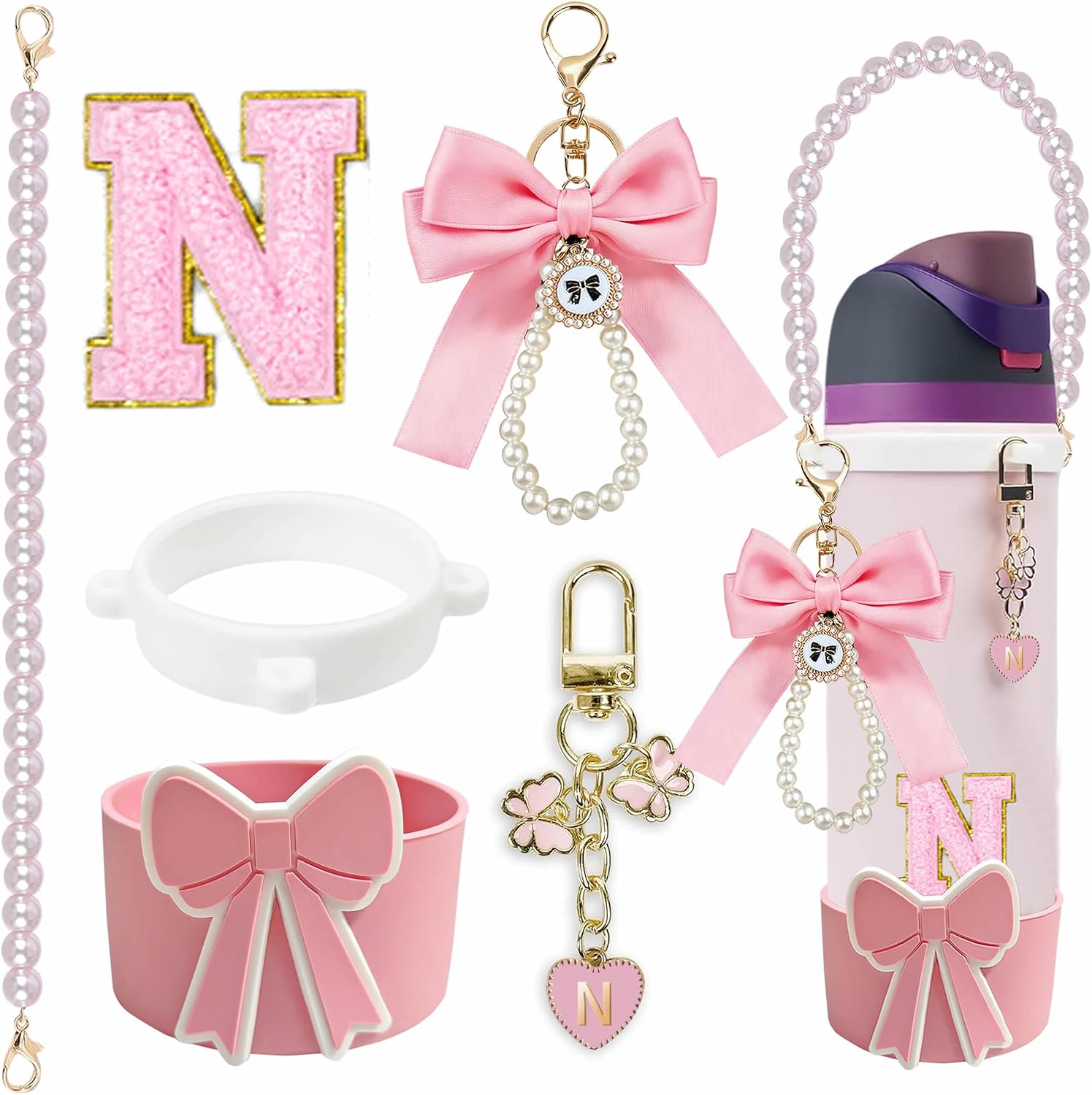 Silicone Bow Boot for Owala 24oz with Strap & Letter Charms