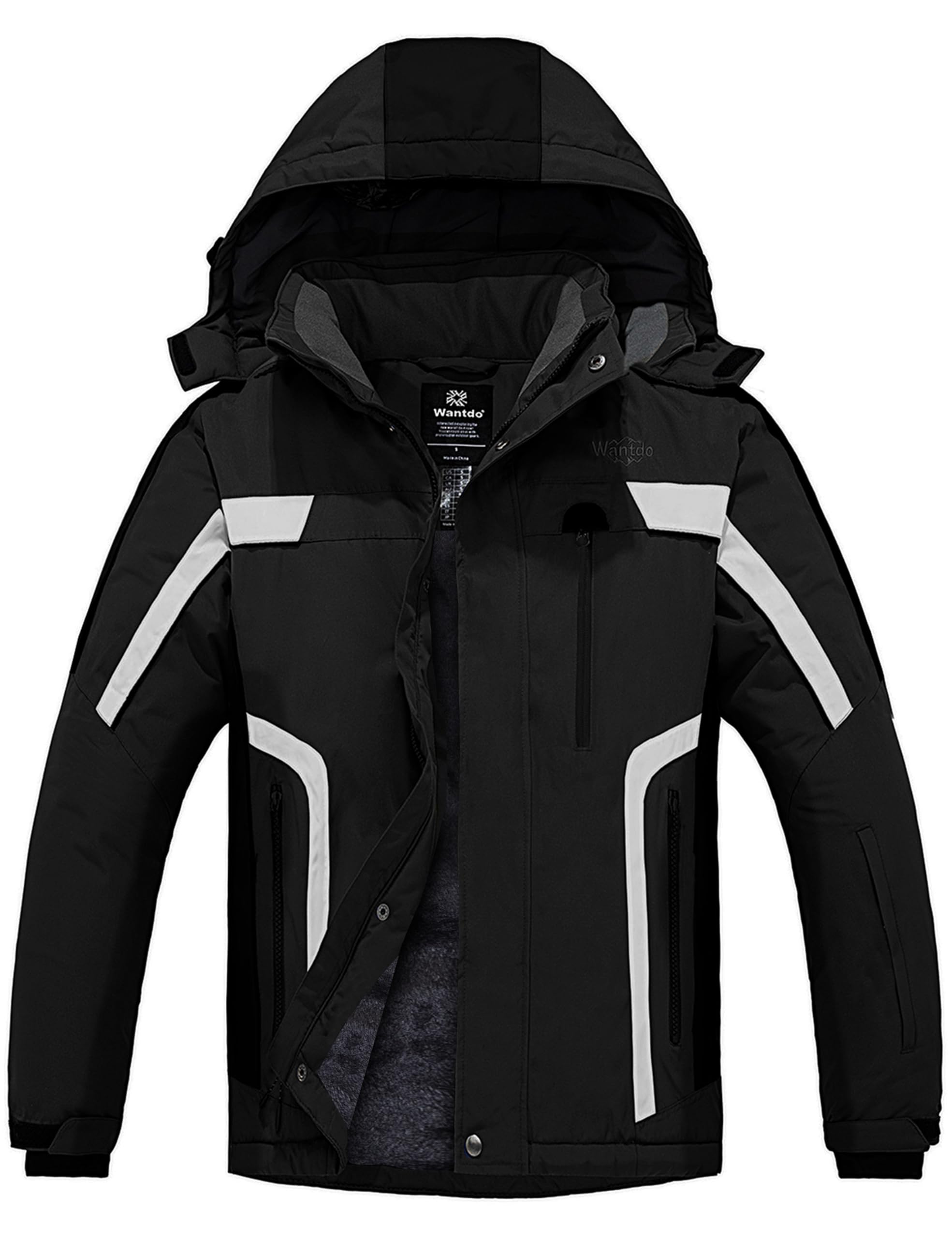 Wantdo Men's Mountain Waterproof Ski Jacket Warm Winter Snowboarding Jacket Snow Rain Coat