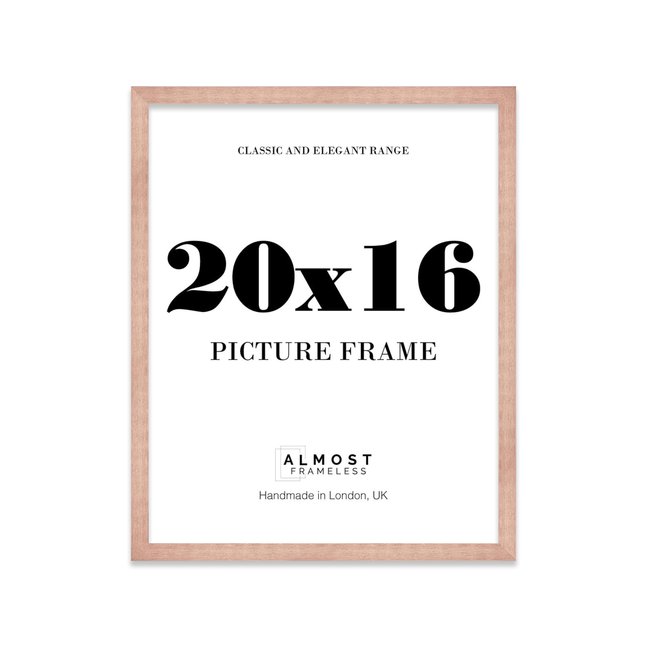 Almost Frameless 20x16 Copper Picture Frame 20"x16"(50.8x40.6cm) Poster, Photo, Artwork, or Print. Thin Edge Slim Frame Portrait and Landscape Display with Wall Hooks