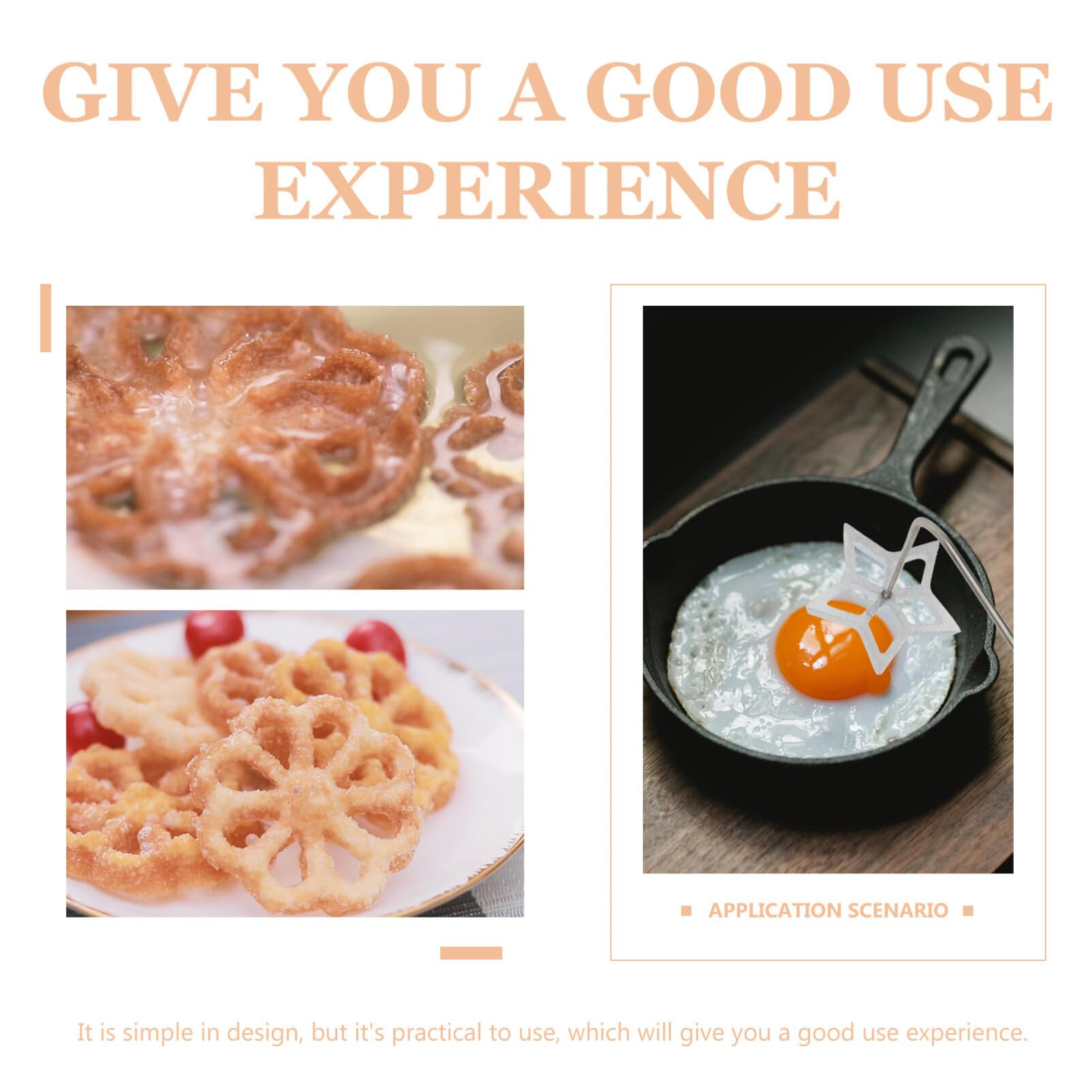 HEMOTON Bunuelos Mold with Handle, 10 Inch Funnel Cake Ring, Aluminum Waffle Molds with Wooden Handle for Kitchen Baking Cooking Housewares (Five-pointed Star)