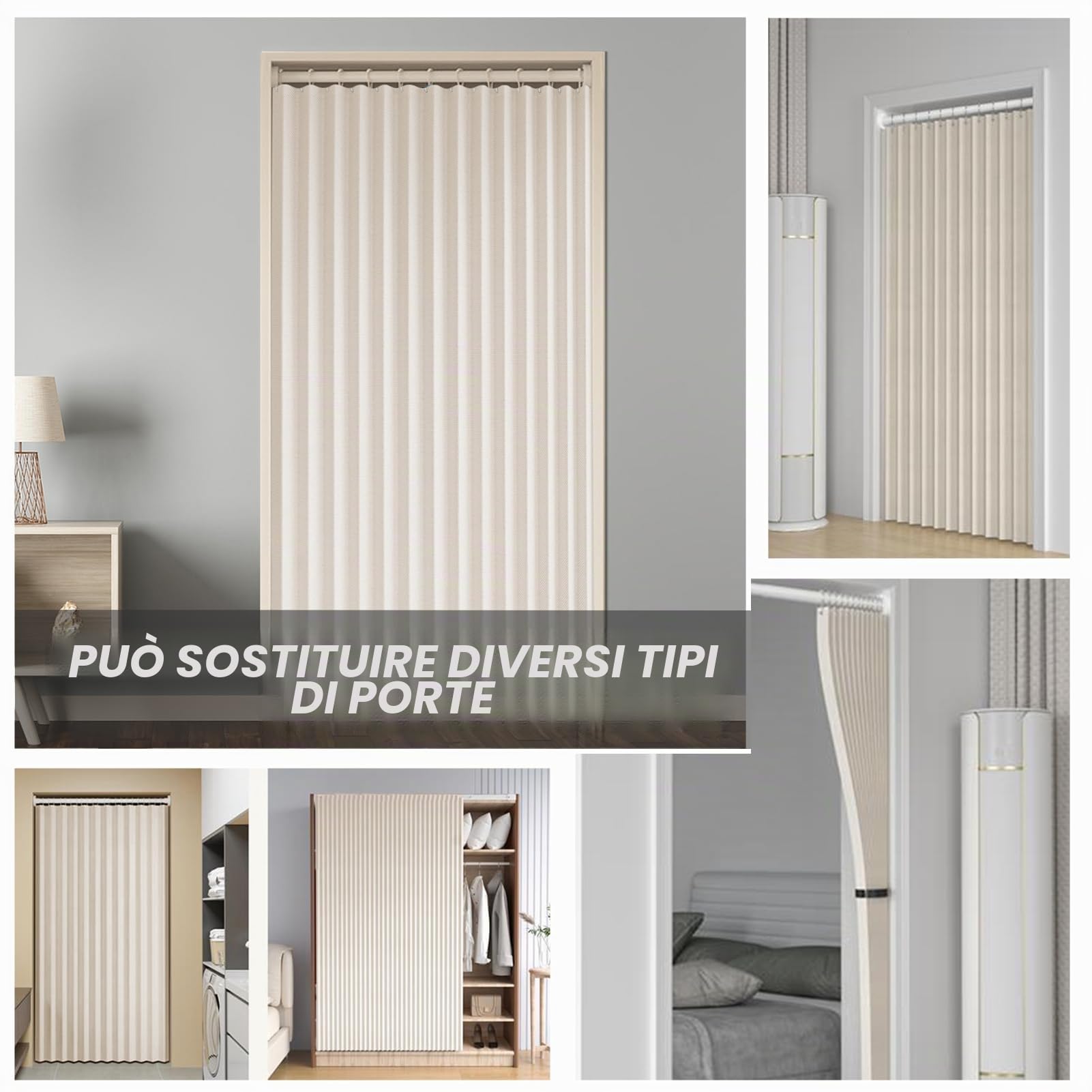 Tende della Porta Oscuranti per Interni, Beige, 80x200cm | Tende Pieghevole Divisorio per Stanze, Tenda Termiche Magnetica Isolanti Termiche, Tende a Pannello, 1 Pezzo, 220g/m²