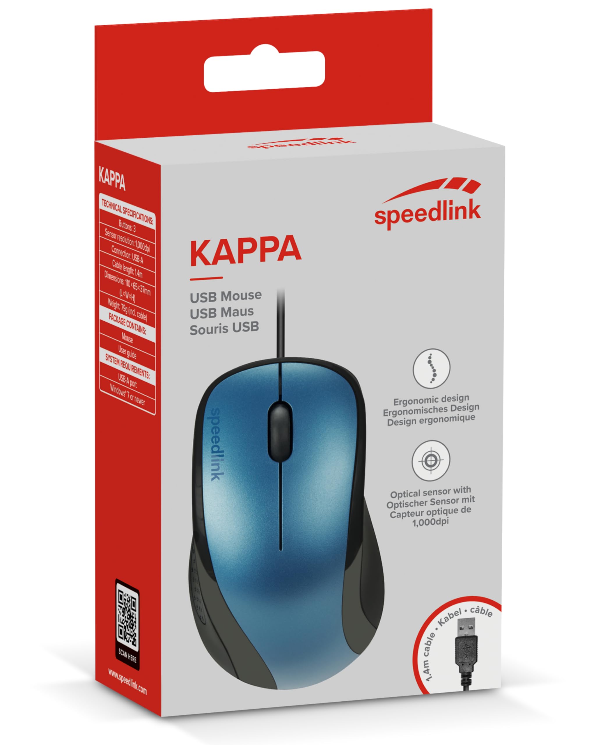 Amazon | Speedlink Kappaマウス - 3ボタン - 光学センサー、ブルー