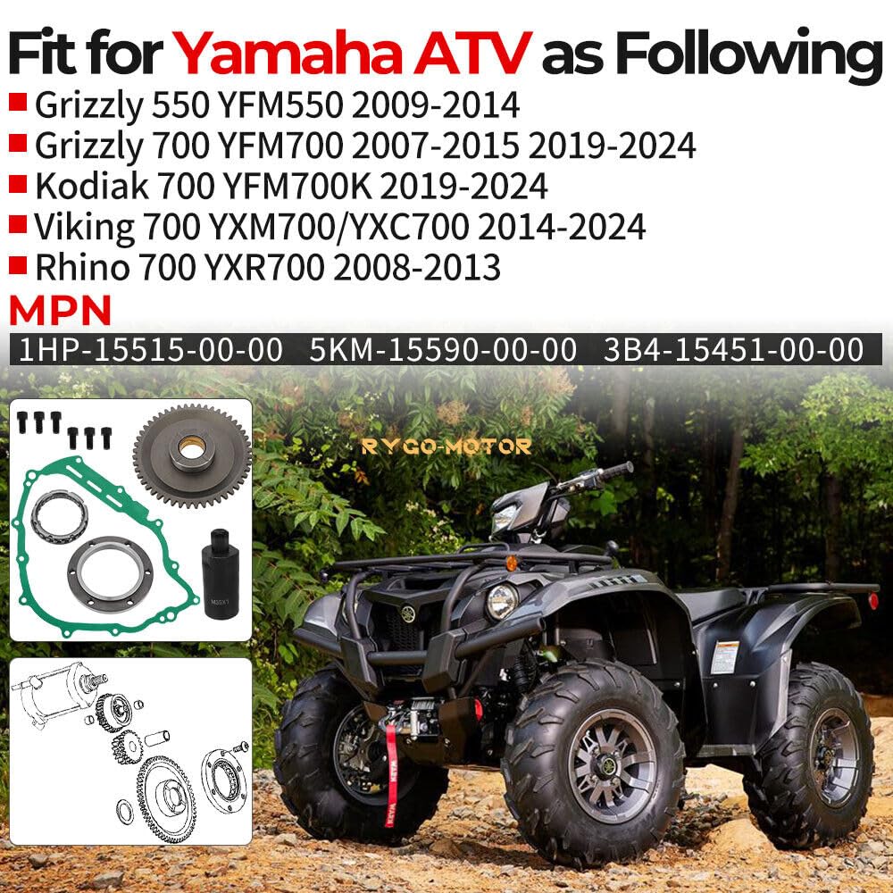 Replace Parts & Accessories ATV&UTV for Starter Clutch Starter 49T Gear Flywheel Puller for Yamaha Grizzly 700 2007-24 Model-7ZX8-2122