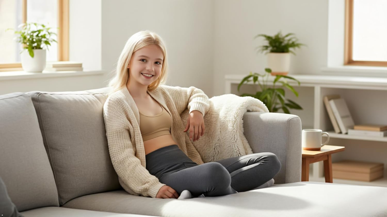 DANSHOW Girls Dance Bra Seamsless Nude Bras for Teens Girl with 2 Pairs of Clear Straps, Silicone Pads - Image 5