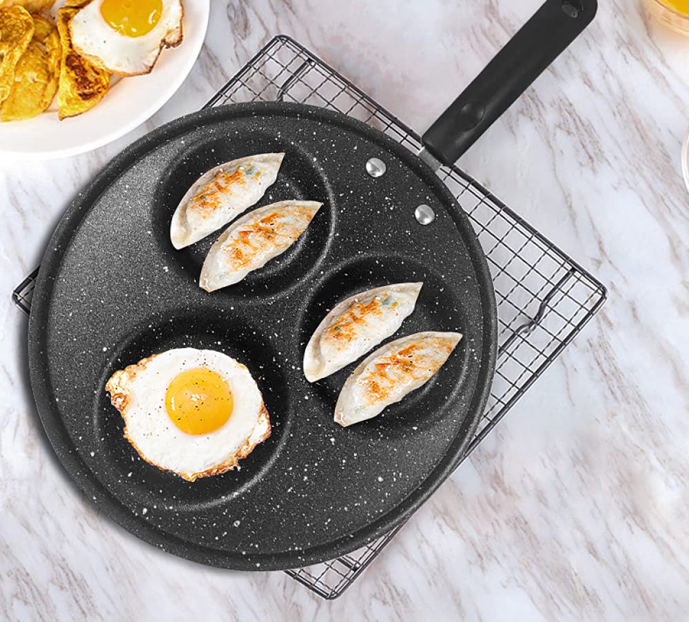 Patelnia lustrzana, wielofunkcyjna odlewana aluminiowa powłoka nieprzywierająca specjalna patelnia mini frytownica do jajek sadzonych