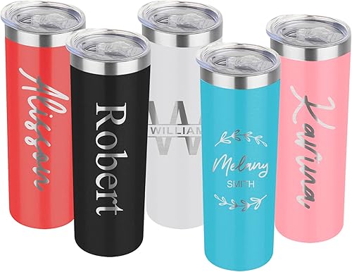 Miniatura 1 de Vaso aislado personalizado de 20 onzas con tapa, termo personalizado con recubrimiento de polvo de metal delgado para mujeres y hombres, regalo