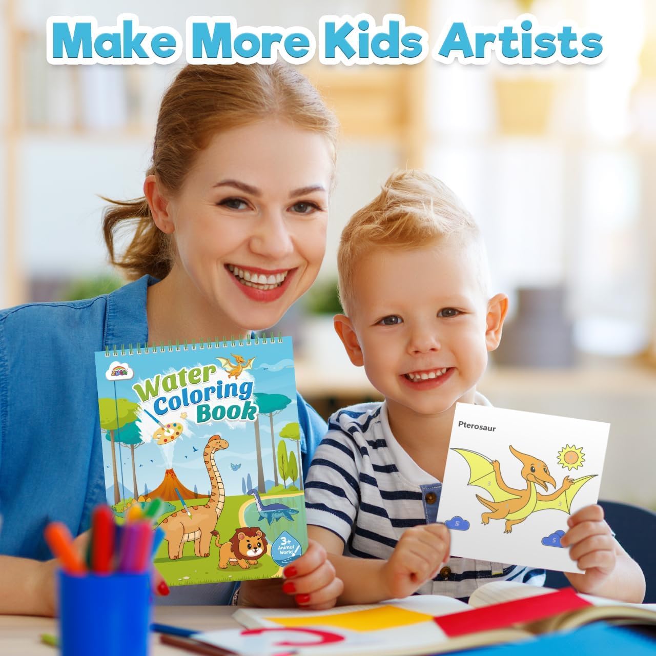 ZMLM Dipingi con Libro da Colorare ad Acqua per Bambini, Libro di Pittura ad Acquerello con Pennello, Libro Magico da Colorare Acqua per Bambini 3 4 5 6 7 8 Anni (Dinosauri+Principessa+Pianeta)