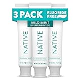 Native Fluoride Free Toothpaste, Whitening - for Adult, Kids 2+ Oral Care - Wild Mint & Peppermint Oil Flavor, 4.1oz (Pack of 3)