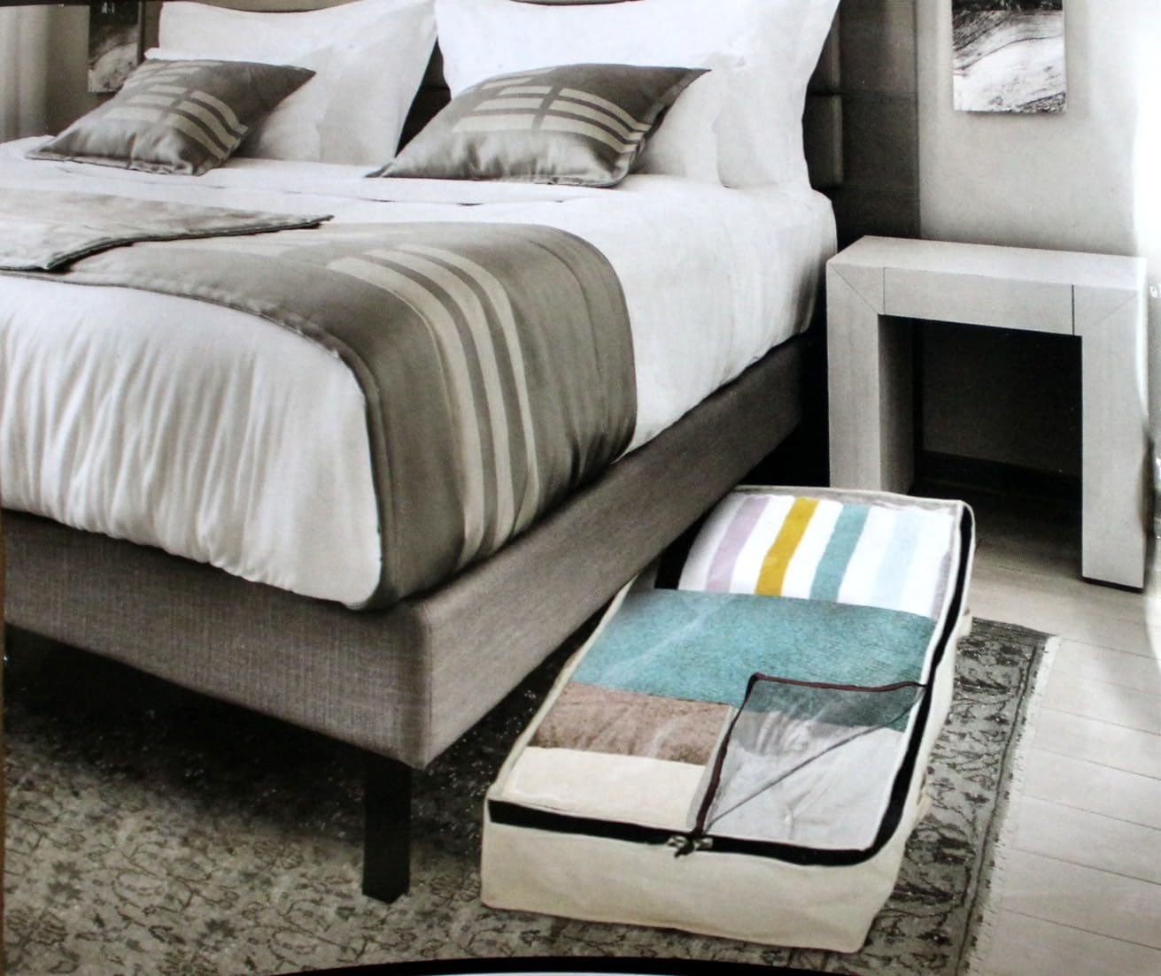 Dependable Industries inc. EssentialsUnder The Bed Storage Box, Dustproof Large Capacity Organizer, Packing Cube For Blanket Bedding Comforters Clothes