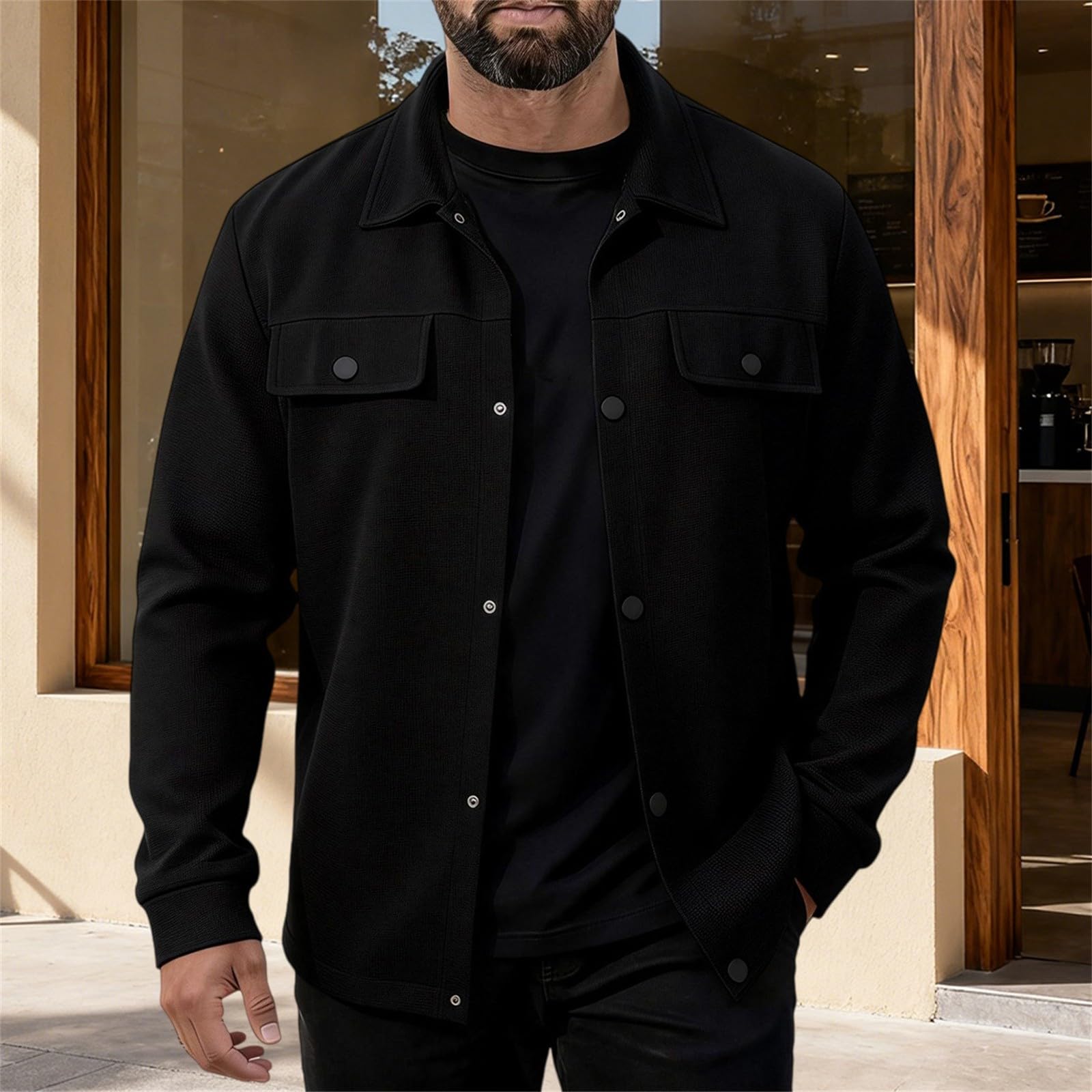 Giacca da uomo per primavera e autunno, classica ed elegante | Giacca bomber cargo con molte tasche, robusta e durevole, per lavoro casual