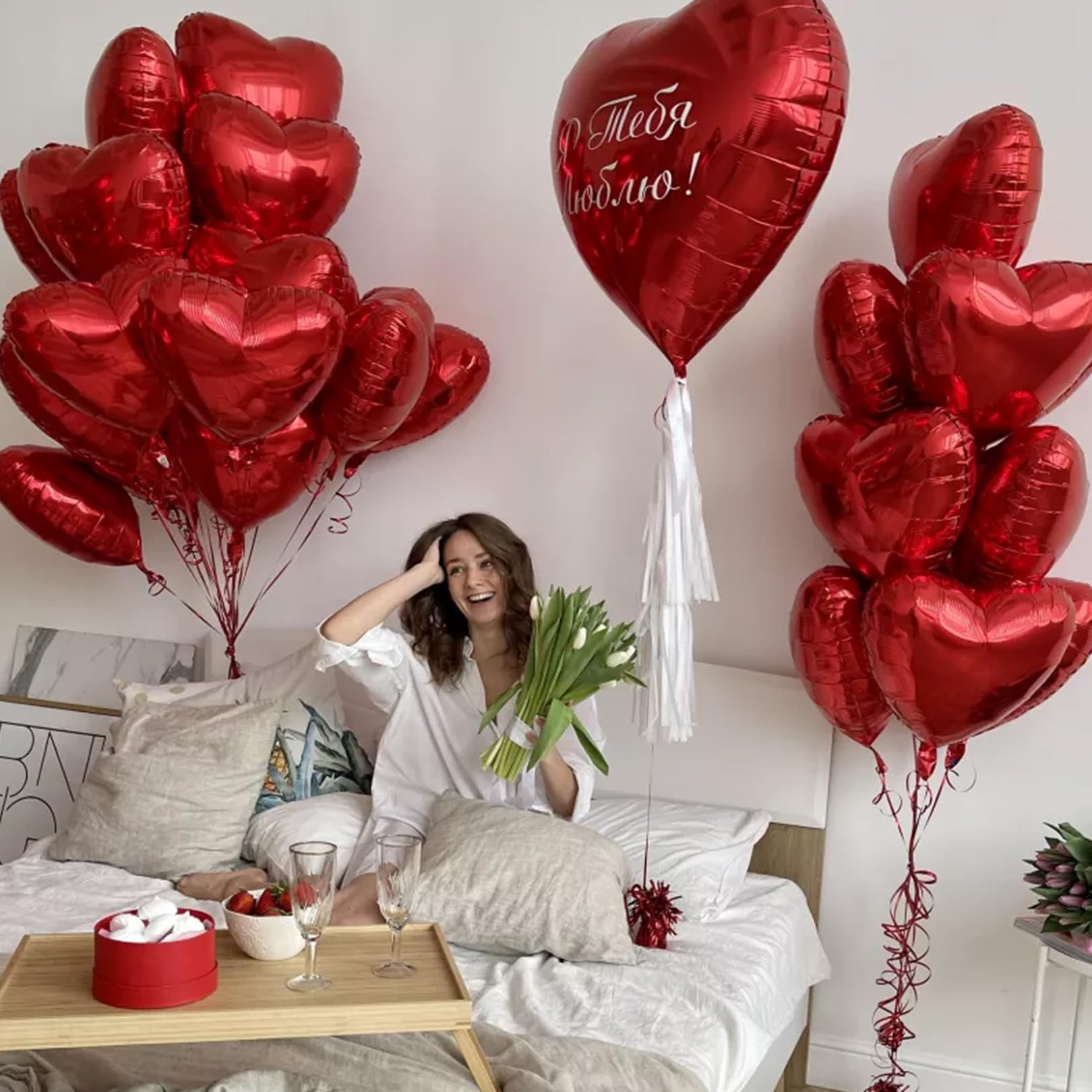 20 Stück Folienballons Herz – 45 Cm, Rosegold, Mit Ventil, Für Helium & Luft