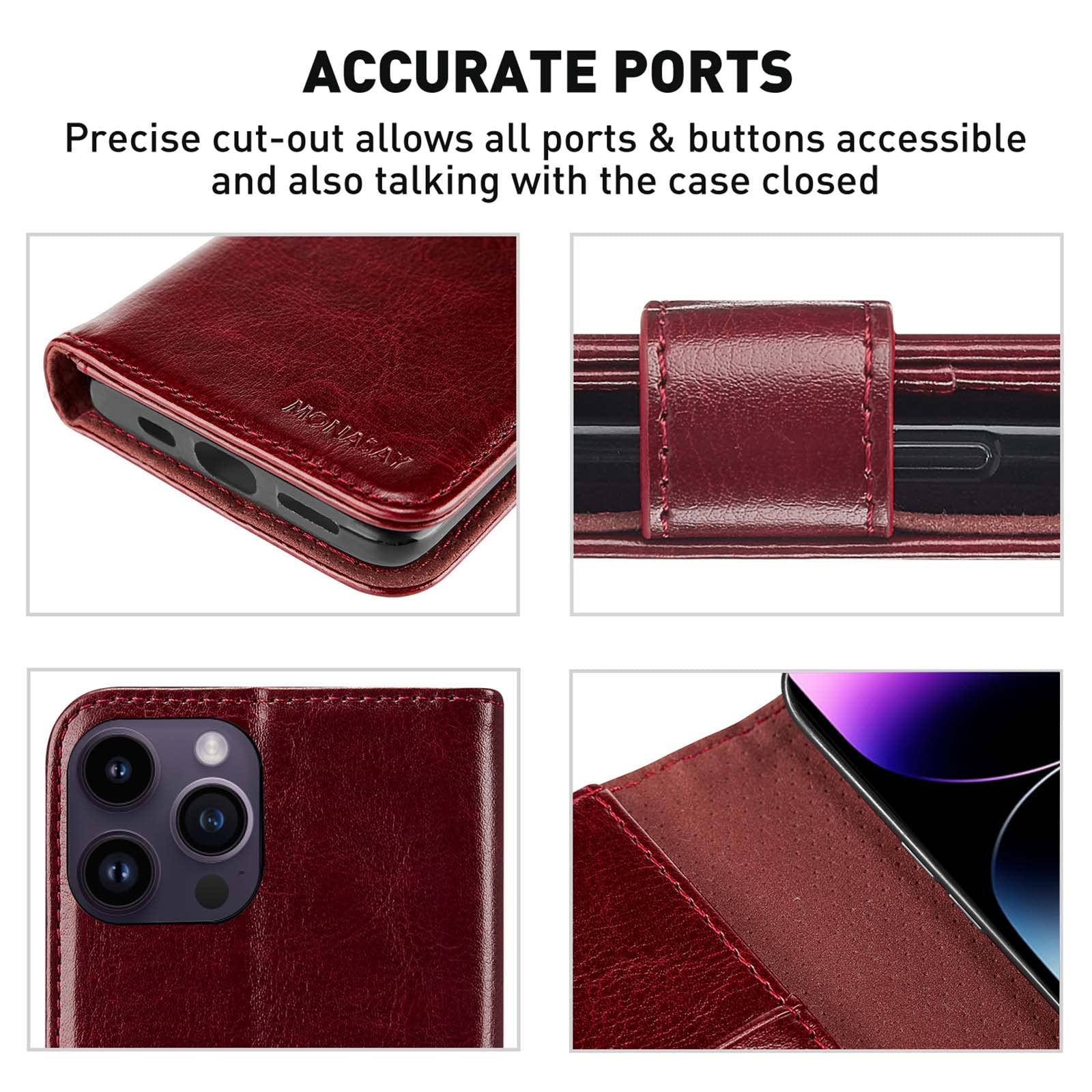 MONASAY for iPhone 15 Pro Max 5G Wallet Case,6.7-inch - Image 3