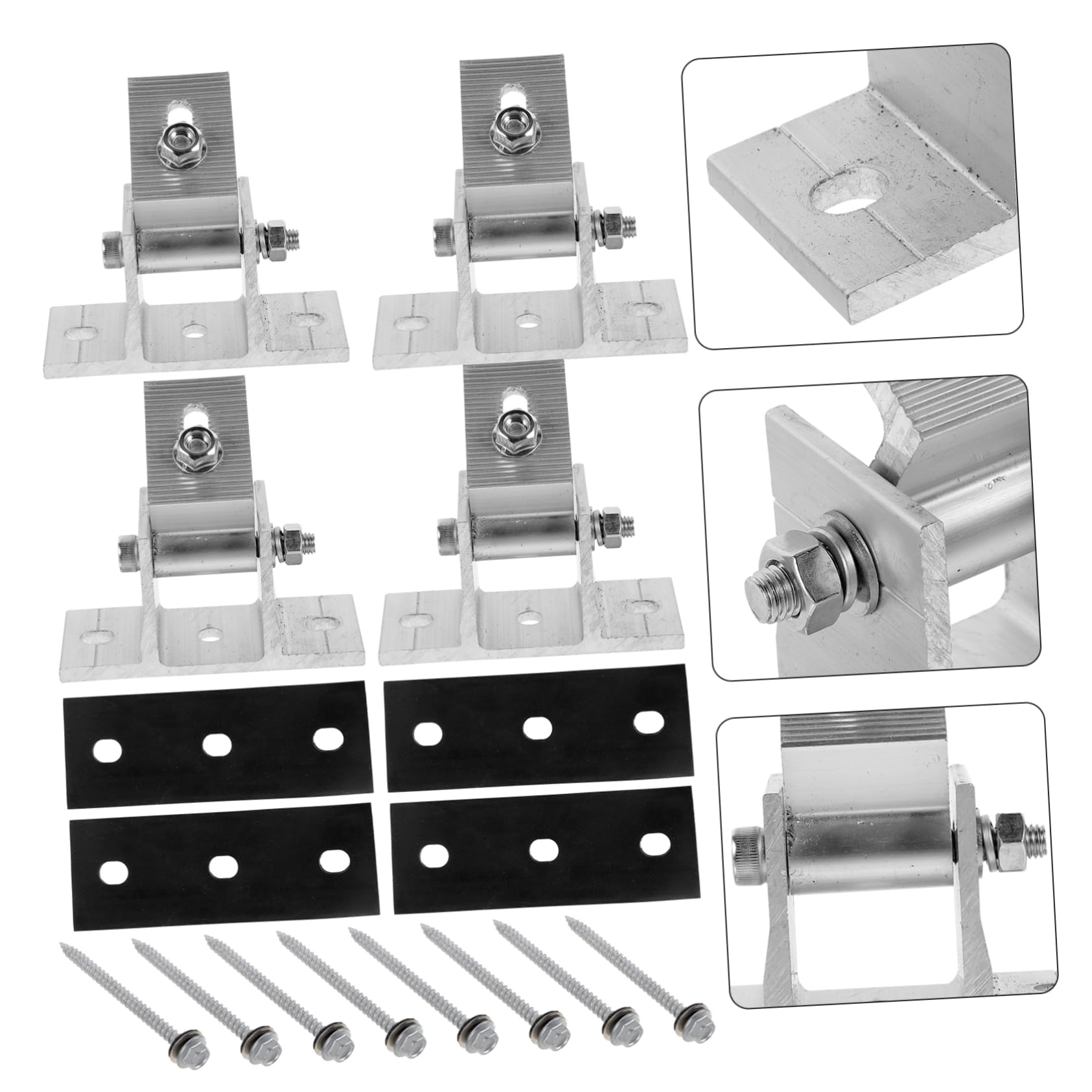 Soporte de Montaje para Panel Solar Ajustable 4 Piezas Aluminio | Estructura Estable, Incluye Almohadillas de Goma y Tornillos de Madera, Formato en Bolsa