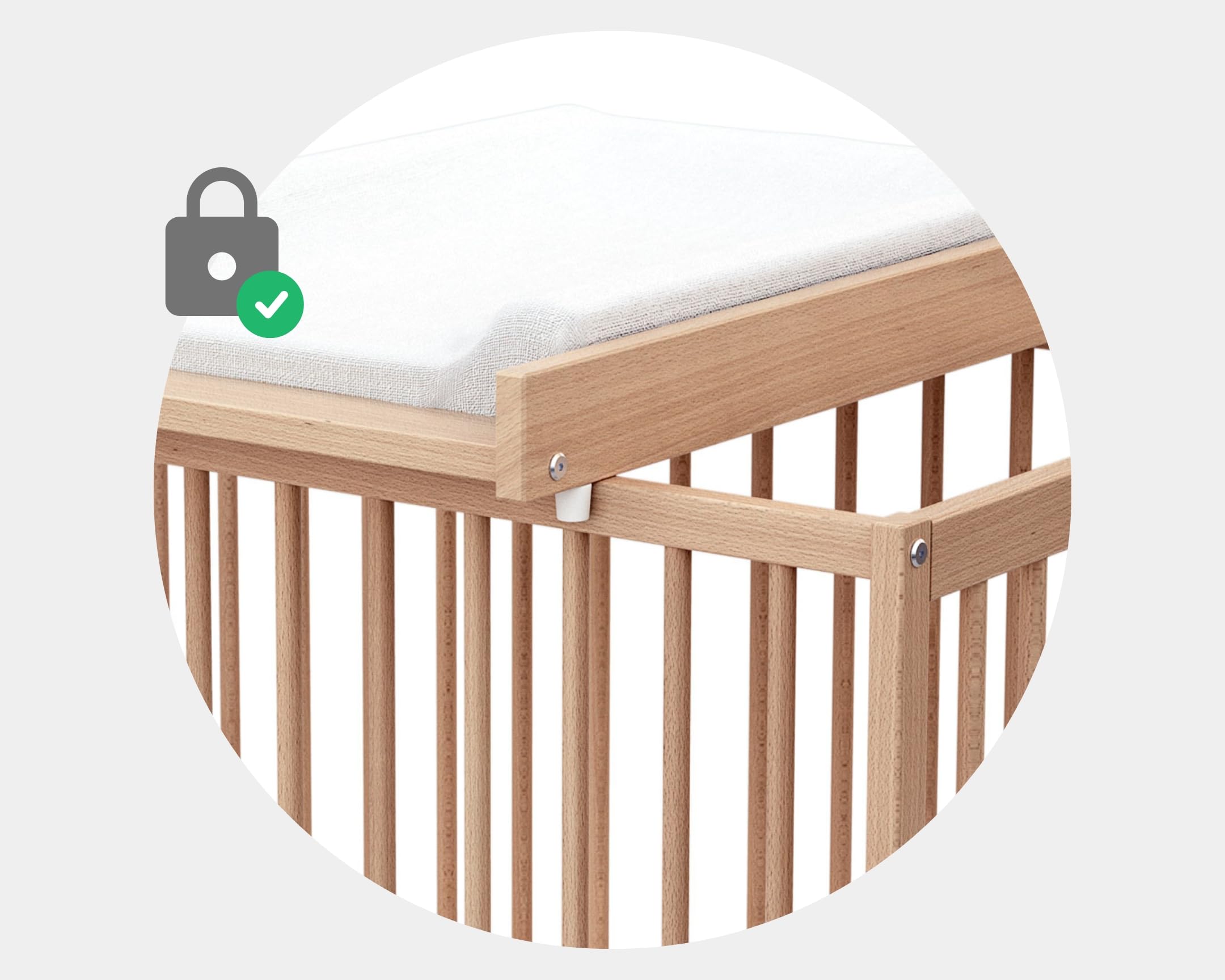 AT4 - Grand plan à langer ESSENTIEL Hêtre verni pour lit bébé en bois ESSENTIEL pour 60 x 120 et 70x140 cm | Dimensions (L x l x H) : 82,5 x 54 x 12 cm