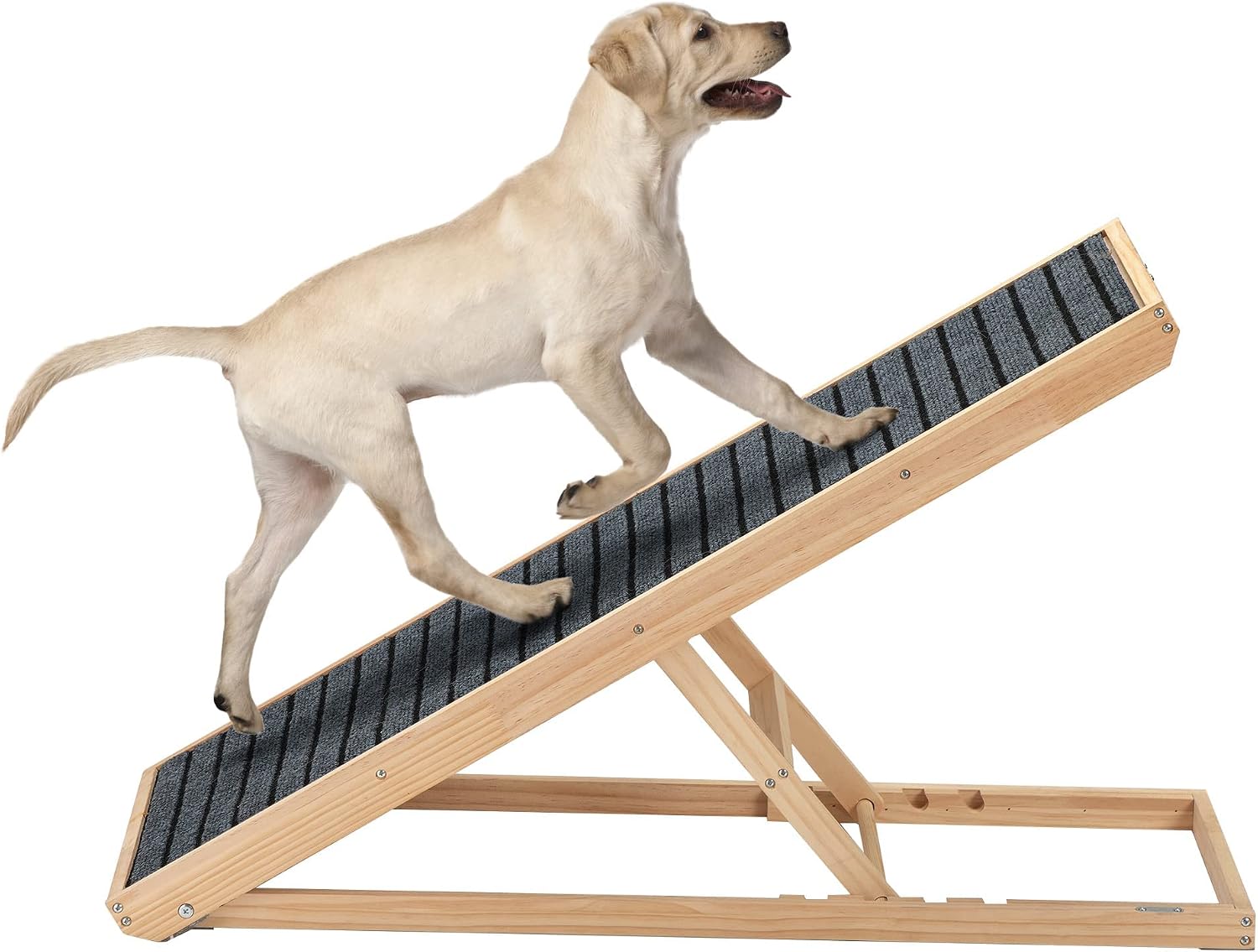 COZIWOW Adjustable Dog Ramp Wooden Folding Portable Cats Ramp with Non Slip Carpet Surface for Couch,Bed,Car,37”Long 4 Adjustable Height…