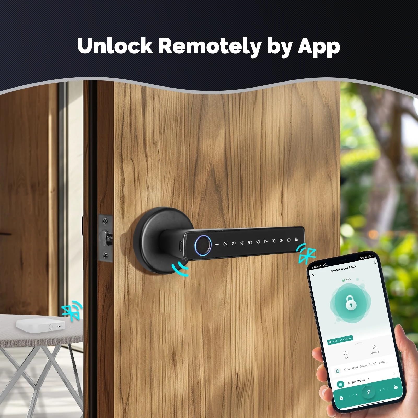 Smart Lock, Bluetooth Inteligentny zamek do drzwi z czytnikiem linii papilarnych Elektroniczne hasło Zdalne odblokowanie aplikacji Hotel Apartament Biuro Wynajem Dom