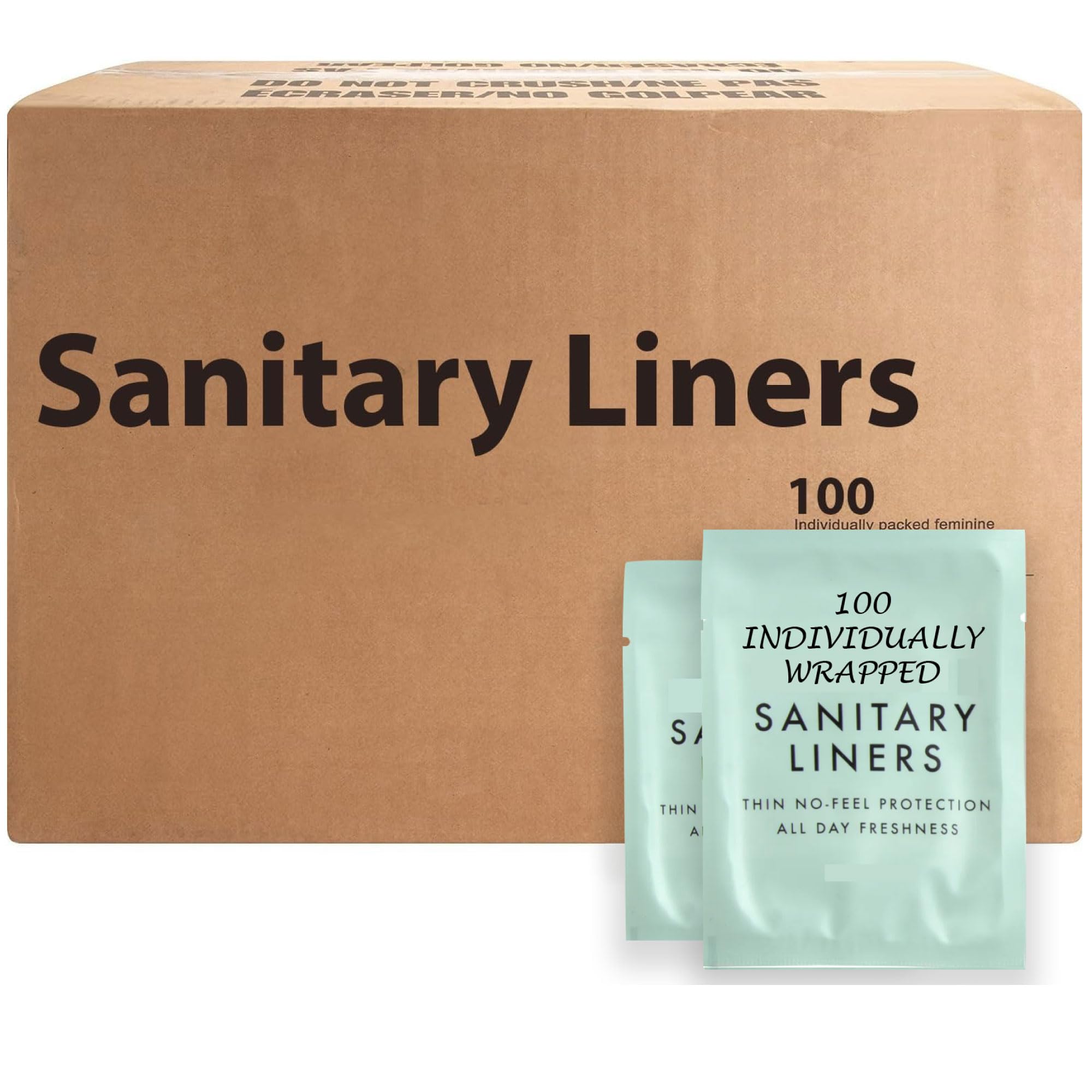 100 Pack Bulk Panty Liners for Homeless, Hospitals | Long Panty Liners for Postpartum, Incontinence, Menstruation Bulk Individually Wrapped Liners for Women