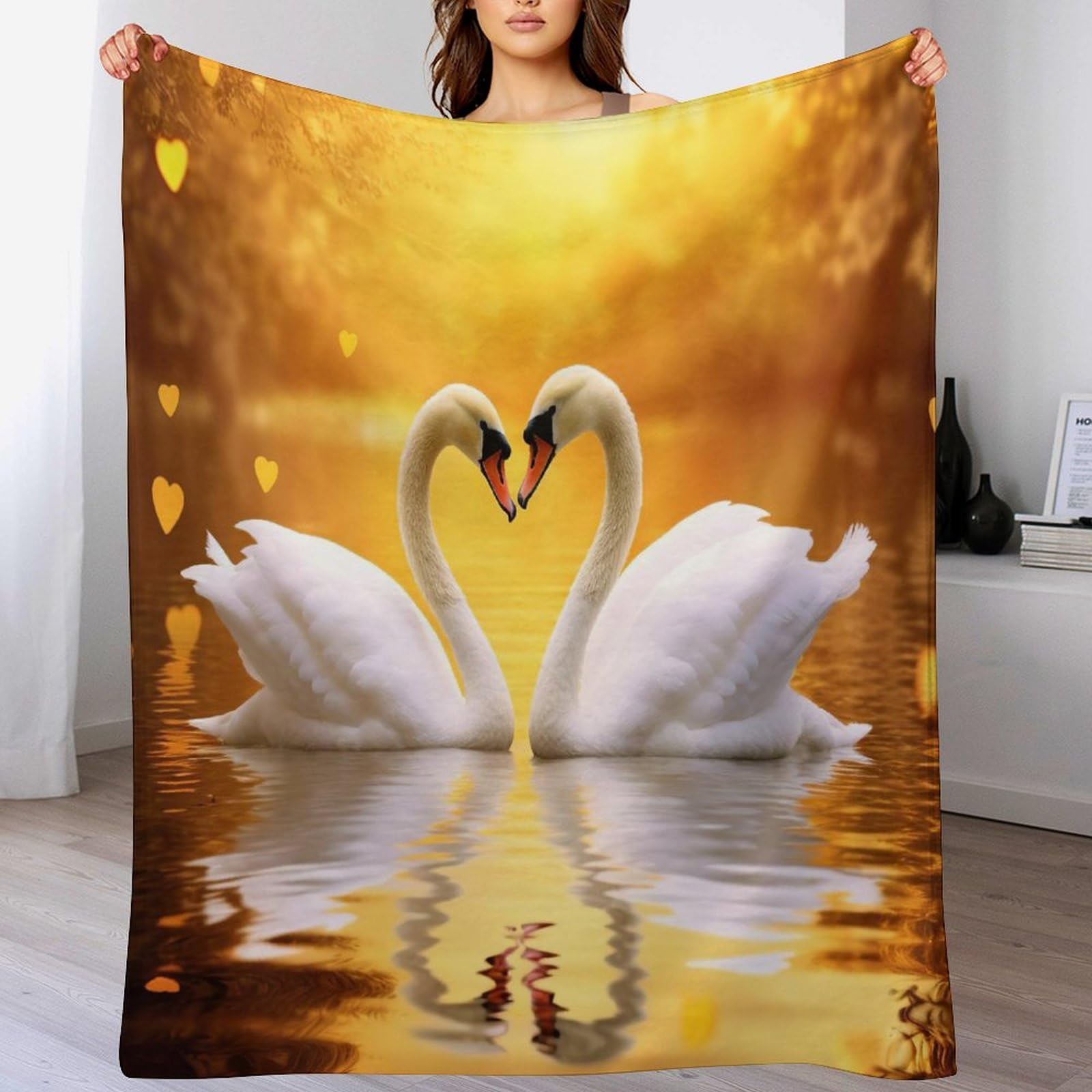 Couverture polaire en flanelle cygne 100x130cm drap et housse canapé doux