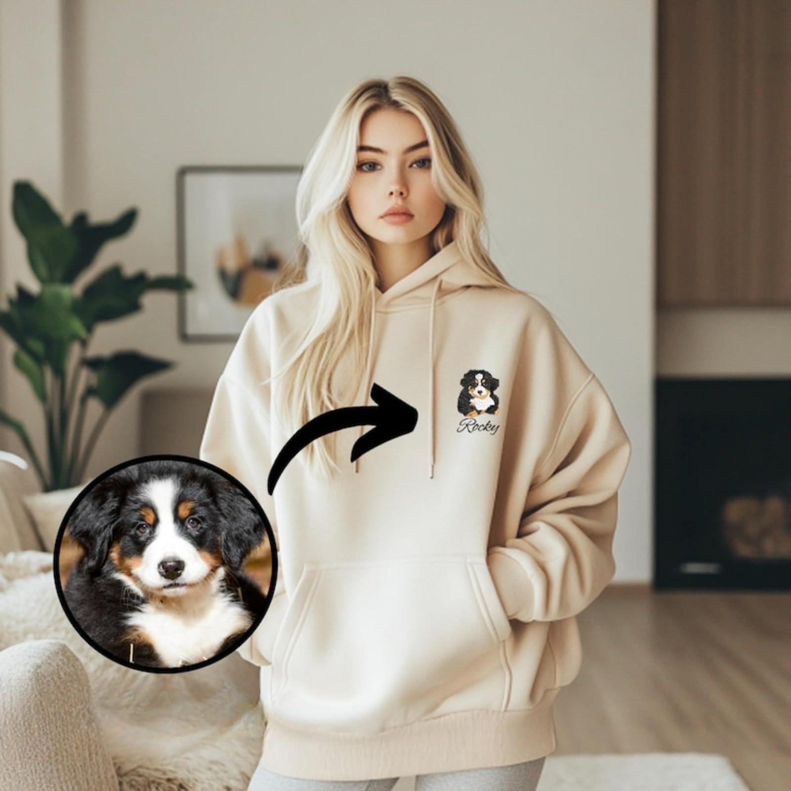 Sudadera bordada con cara de mascota, sudadera con capucha con foto de perro, sudadera con capucha bordada personalizada para mascotas, regalos para papá y perro, camiseta personalizada con nombre de