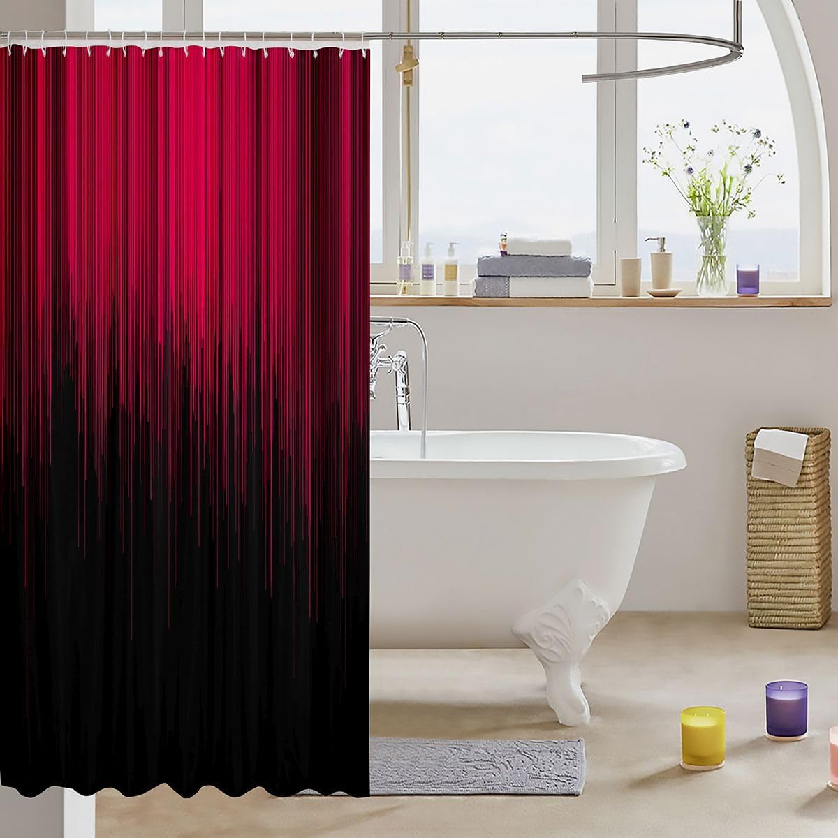 Feelyou Ombre Shower Curtain for Bathroom Decor Stripes Bath Curtain Abstract Line Bathroom Accessories Modern Art Waterproof Polyester Fabric for Stalls Bathtubs 72"x78" image 3