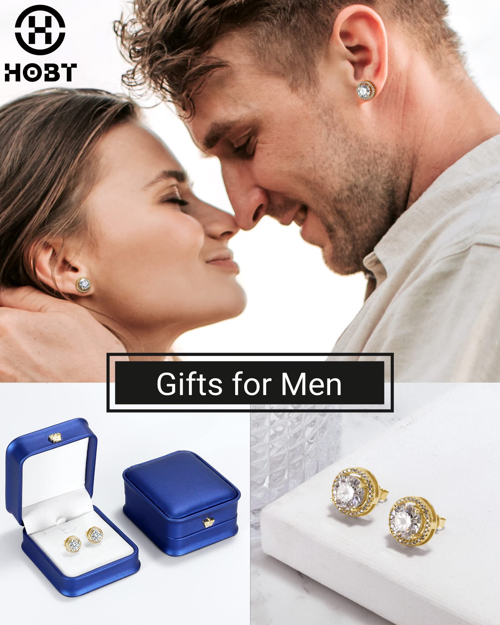 Pendientes de tuerca para hombre, aretes de moissanita de 2 quilates y 3 quilates con certificado de autenticidad, plata de ley 925, regalos de cumpleaños, San Valentín, joyería de boda
