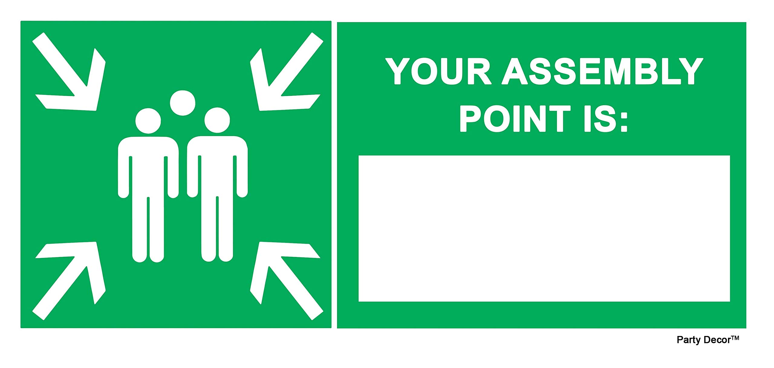 Party Decor 2 X - Fire Assembly Point (To Fill) - Info Sign Label Removable Self Adhesive Waterproof Durable Vinyl Label Sticker 225Mm X 106Mm