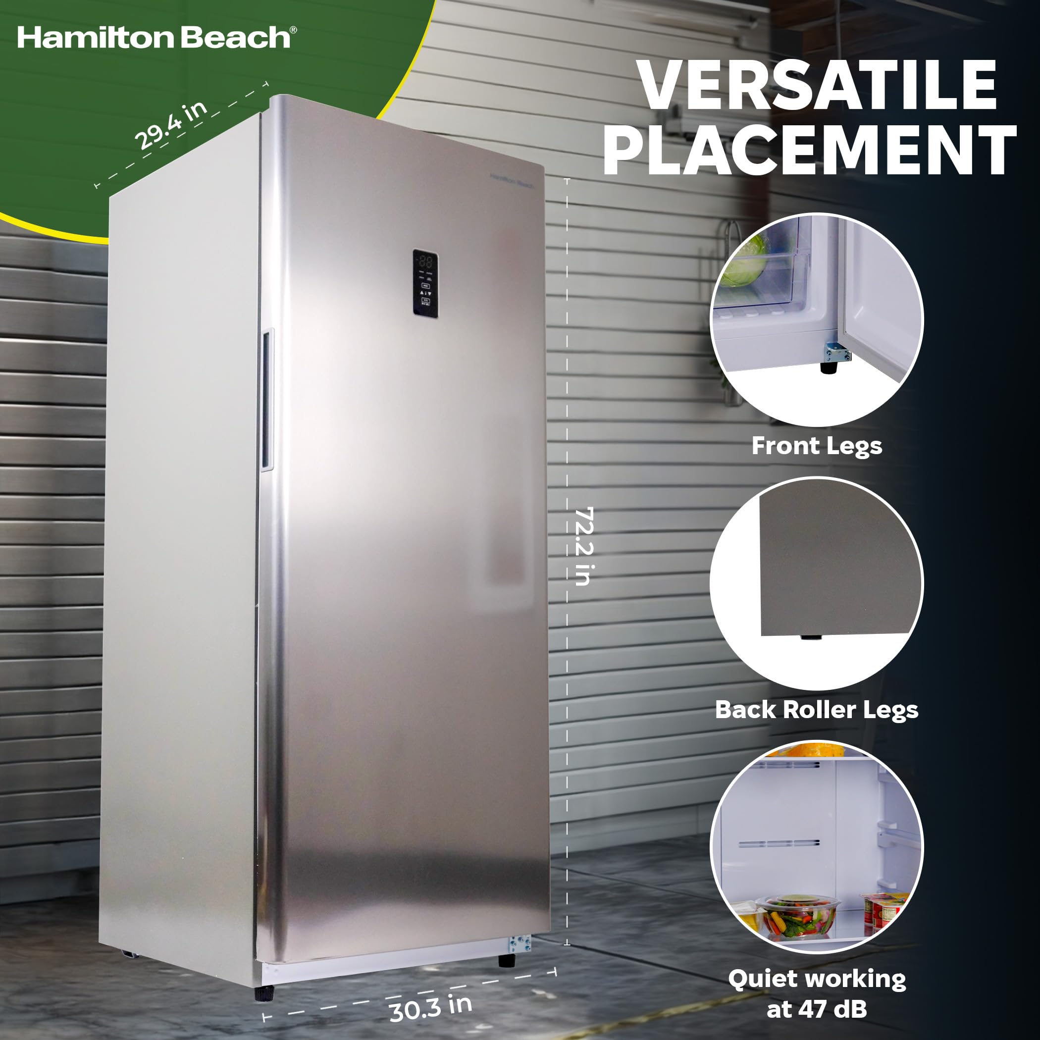 Hamilton Beach Hbfrf1495 14 Cu Ft Upright Convertible Fridge/Freezer-Frost Free-Removable Glass Shelves-LED Interior Light, Stainless on Fridge.com - View 5