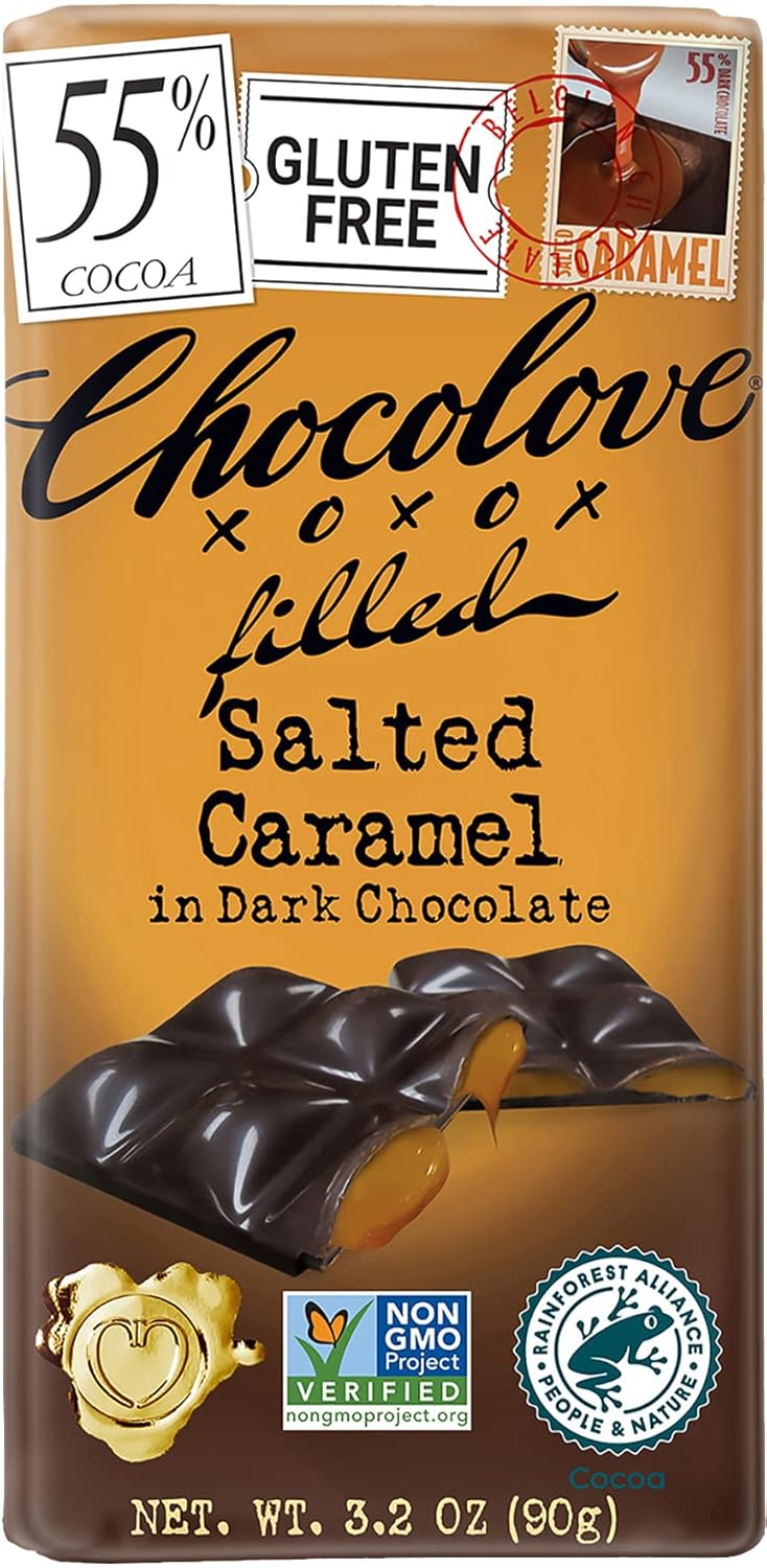 Chocolove Salted Caramel Dark Chocolate Bar 3.2oz - Rich, Tantalizing Gourmet Flavors