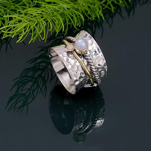 Miniatura 18 de Veracity Jewelry Sterling Silver Fidget Ring Spinner Ring Anxiety Relieving Rings For Unisex Meditation Thumb Worry Healing Birthday Promise Band