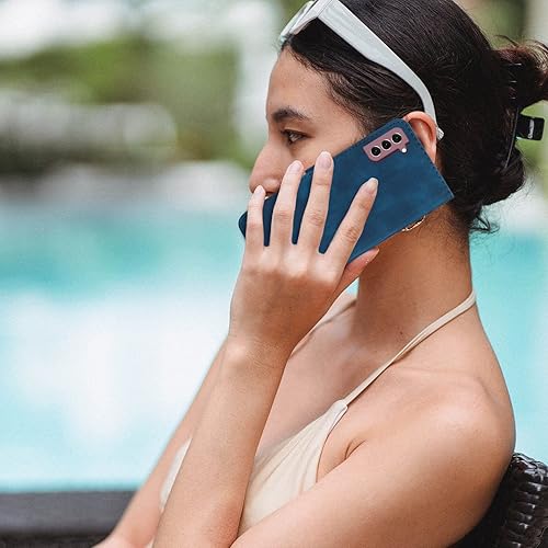 Miniatura 6 de Funda para Galaxy S21, tarjetero, correa para la muñeca, soporte, cierre magnético, funda con patrón de piel sintética, protección a prueba de