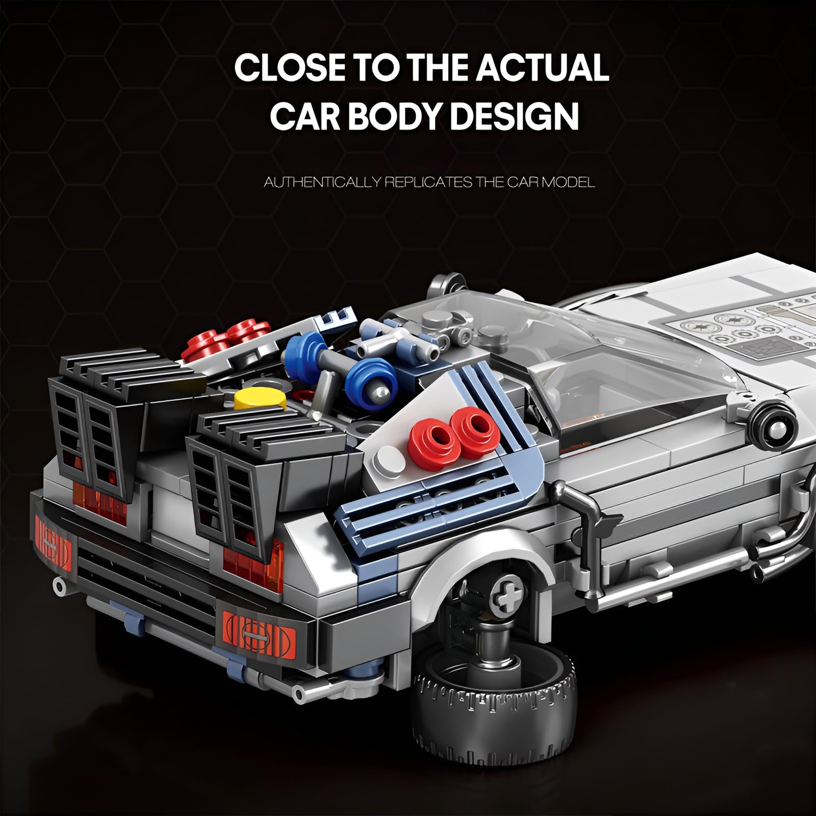 Technik Super Car Building Blocks, Back to Future Sports Car Building Toy Set - Image 4