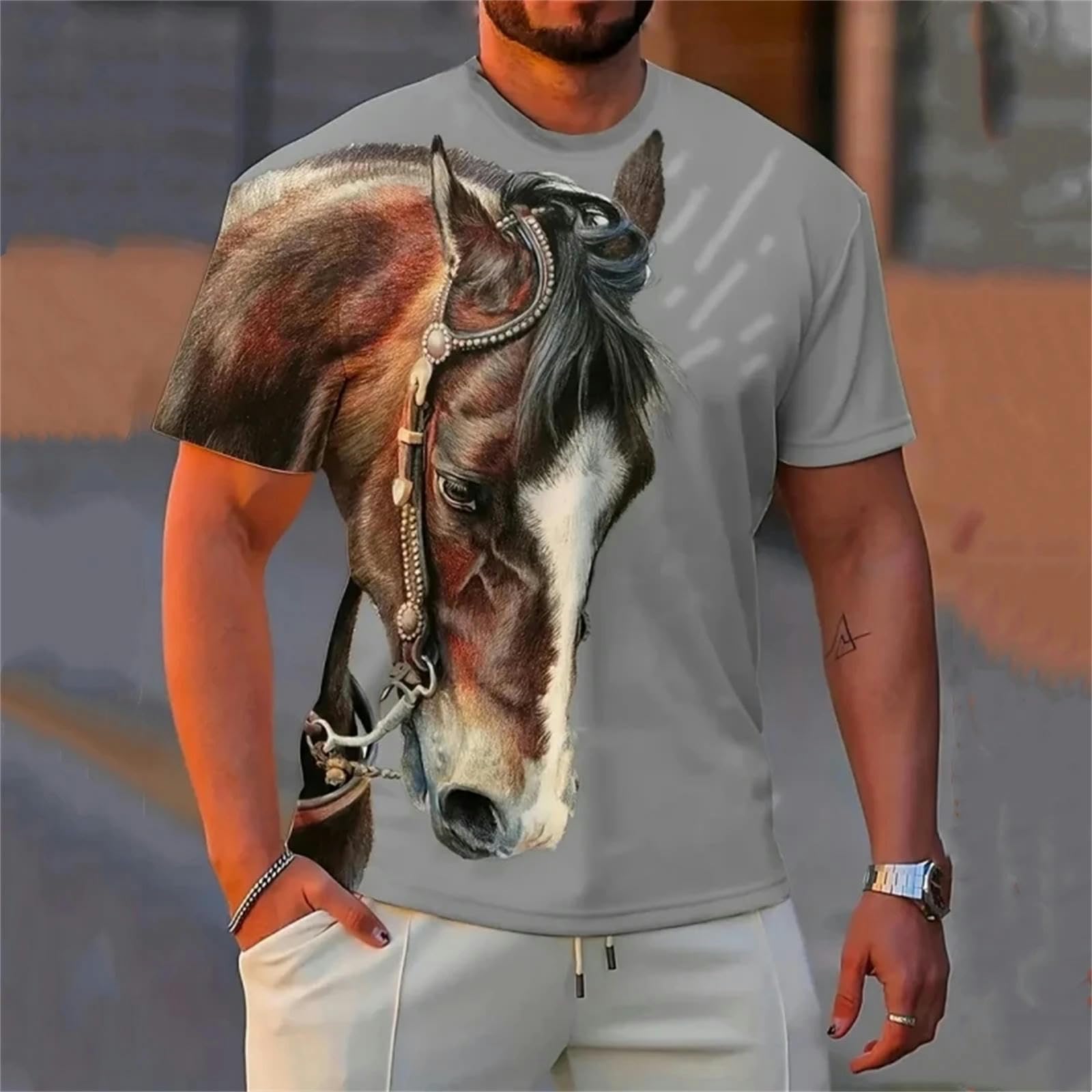 Maglietta Uomo T-Shirt Maschile di Moda Magliette per Maniche Corta A Secco Veloce