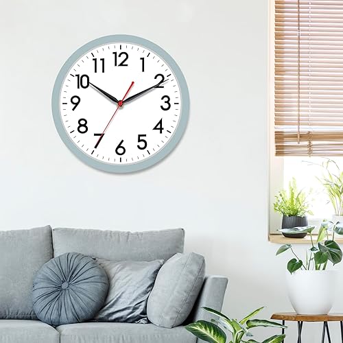 Miniatura 80 de AKCISOT Reloj de pared, moderno y pequeño, funciona con pilas, de 8 pulgadas, silencioso, analógico, clásico, para oficina, hogar, baño, cocina
