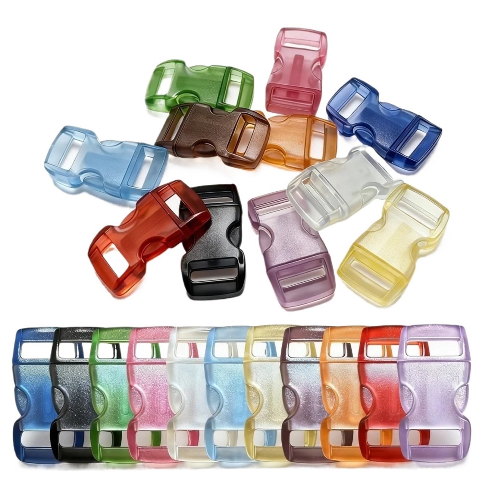 Schnallen und Clips für Rucksäcke 11–110 Stück 10 mm transparente bunte Mini-Plasitc-Seitenverschlussschnallen for Armband-Bastel-Katzenhalsbandverschlüsse