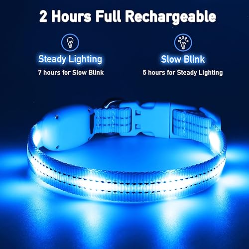 Miniatura 2 de Collares iluminados para perros pequeños, medianos y grandes, collar de perro LED ajustable, collar recargable con brillo suave para perros y gatos,