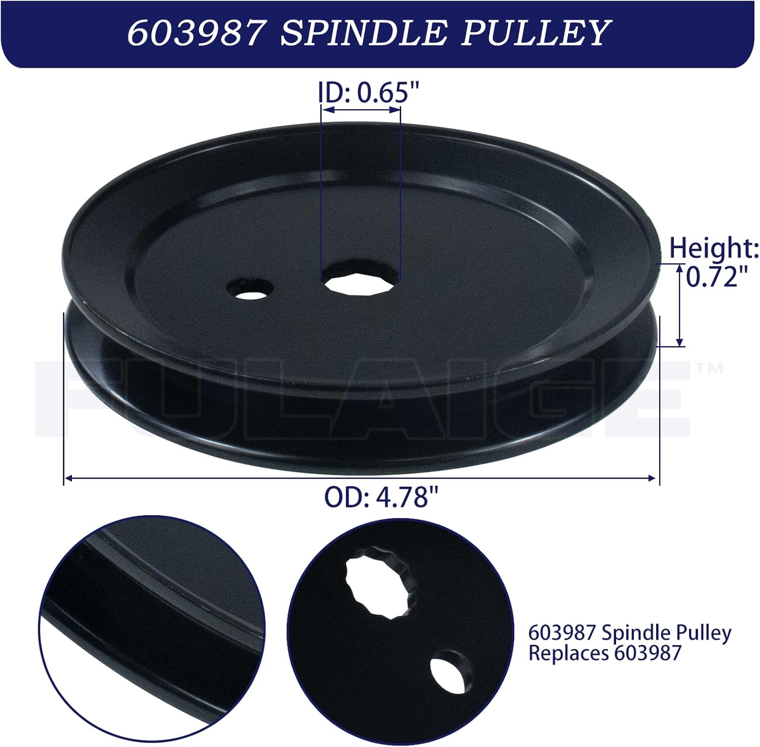 604214 Spindle Assembly with 603987 Spindle Pulley Replaces Hustler 604214 Spindle Assembly for Hustler Dash 42 inch Hustler Raptor Deck Spindle, Hustler Raptor 42, Hustler Dash XD 42" Decks