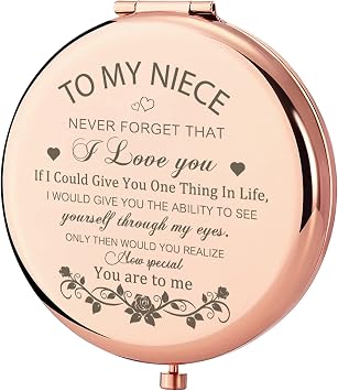 GAOLZIUY Niece Gifts Compact Mirror - Rose Gold, Birthday & Special Occasion Gifts for Niece from Aunt or Uncle