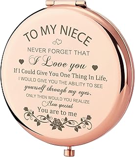 GAOLZIUY Niece Gifts Compact Mirror for Niece from Aunt, Rose Gold Niece Compact Mirror, Birthday Gifts for Niece from Aunt Uncle for Niece’s Birthday, Graduation Wedding Anniversary Christmas