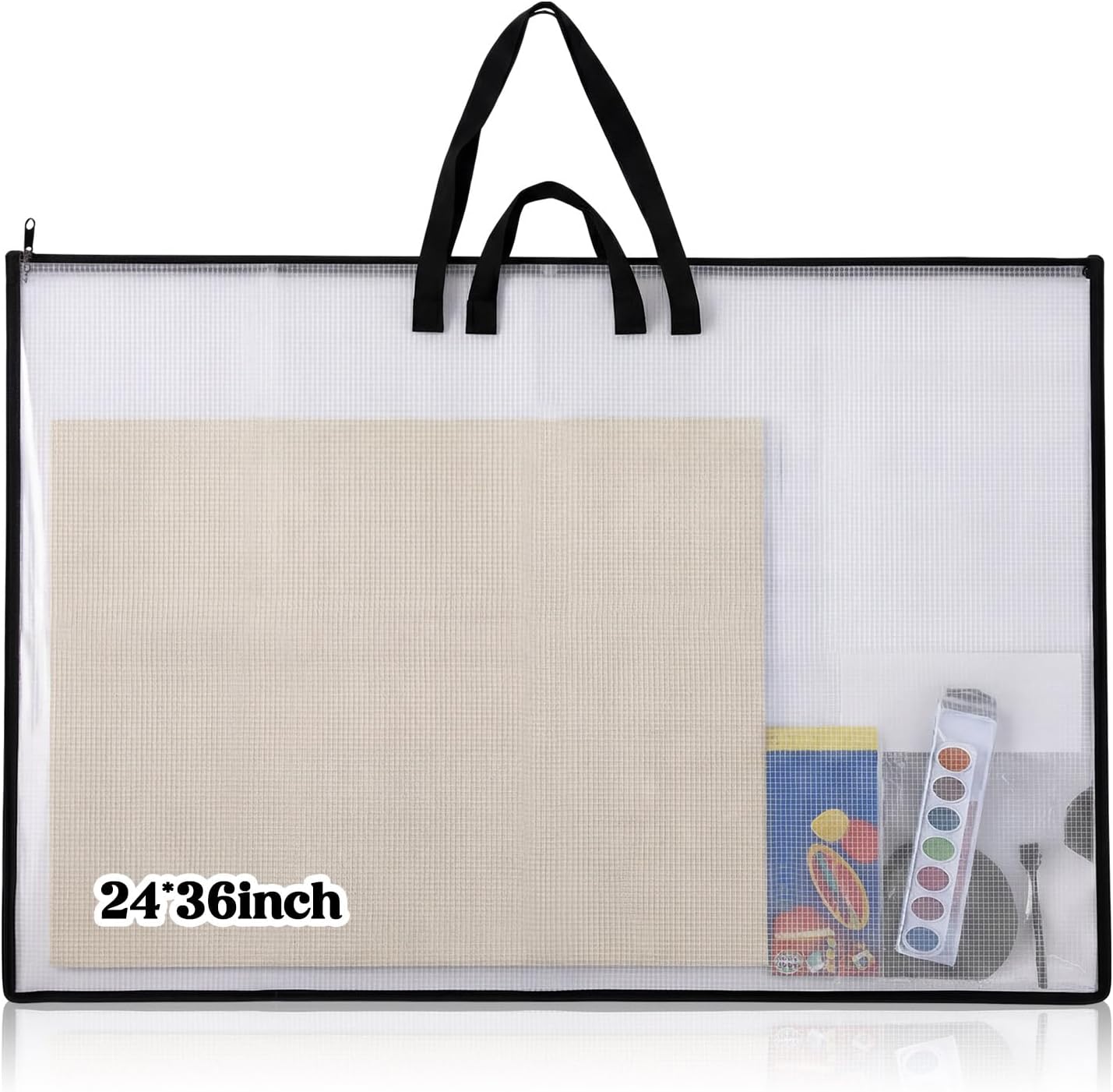 24x36 Inch Art Portfolio Case Large Portfolio Folder for Artwork Poster Collection Storage Bag with Zipper and Two Handles Transparent Waterproof for Art Works Drawing Books Scrapbooks