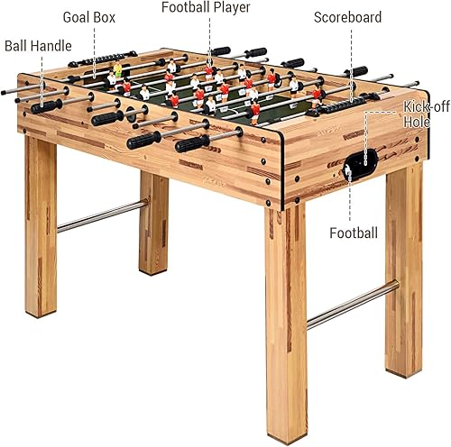 Miniatura 6 de Mesa de futbolín de 48 pulgadas, mesa de juego de madera para interiores con 2 bolas, tamaño de competencia y fútbol de mesa para múltiples personas