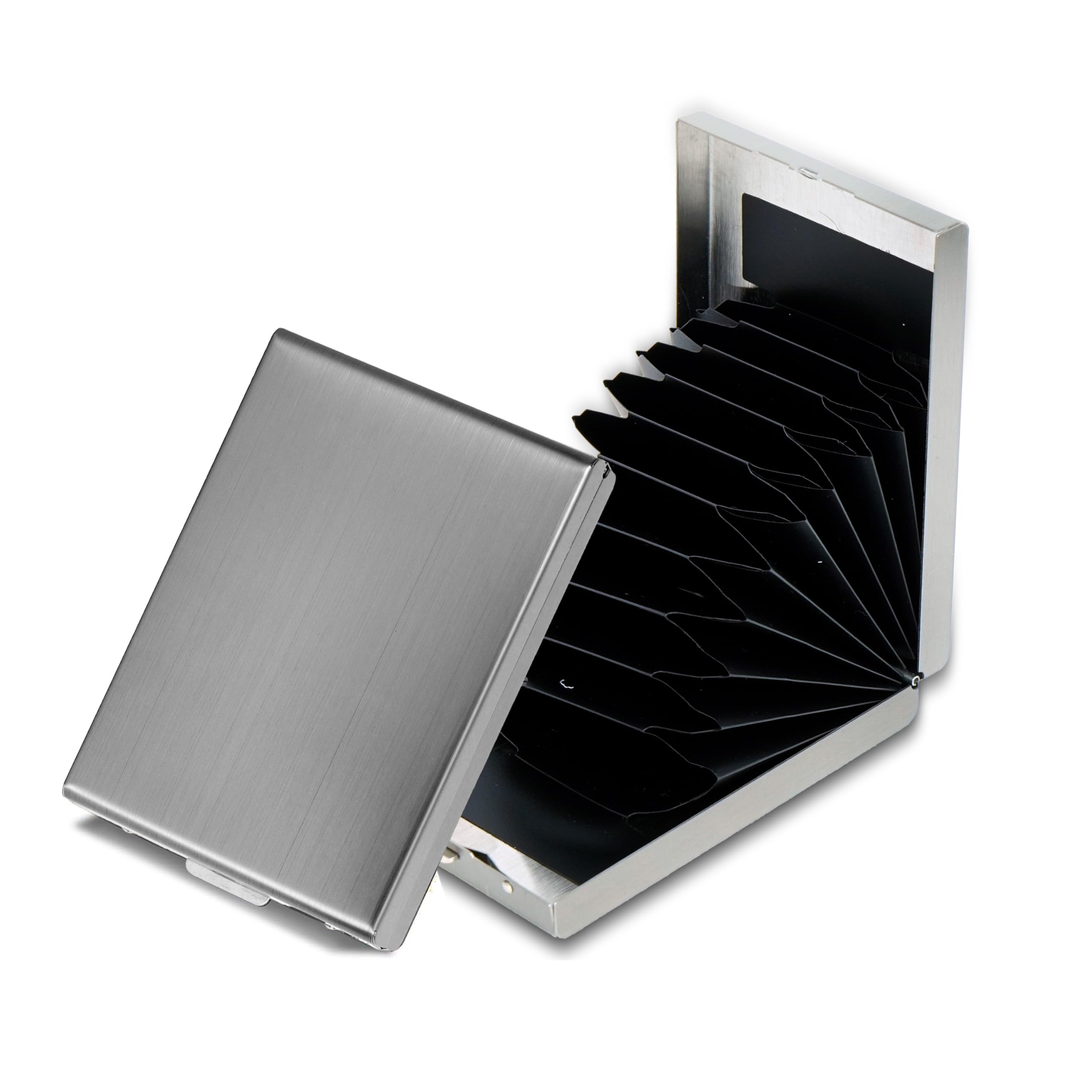 Storite Silver 10 Slots Vertical RFID Protected Metal Credit Debit ATM Card Holder Case Wallet for Men Women (9.5 x 6.6 x 1.9 cm)