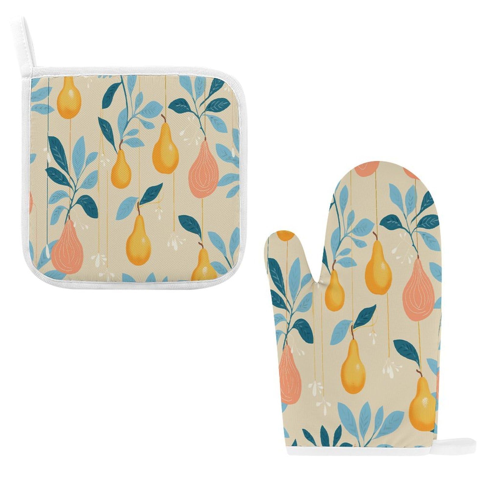 Fodpand Style Pears And Leaves Oven Mitts And Pot Holders Sets