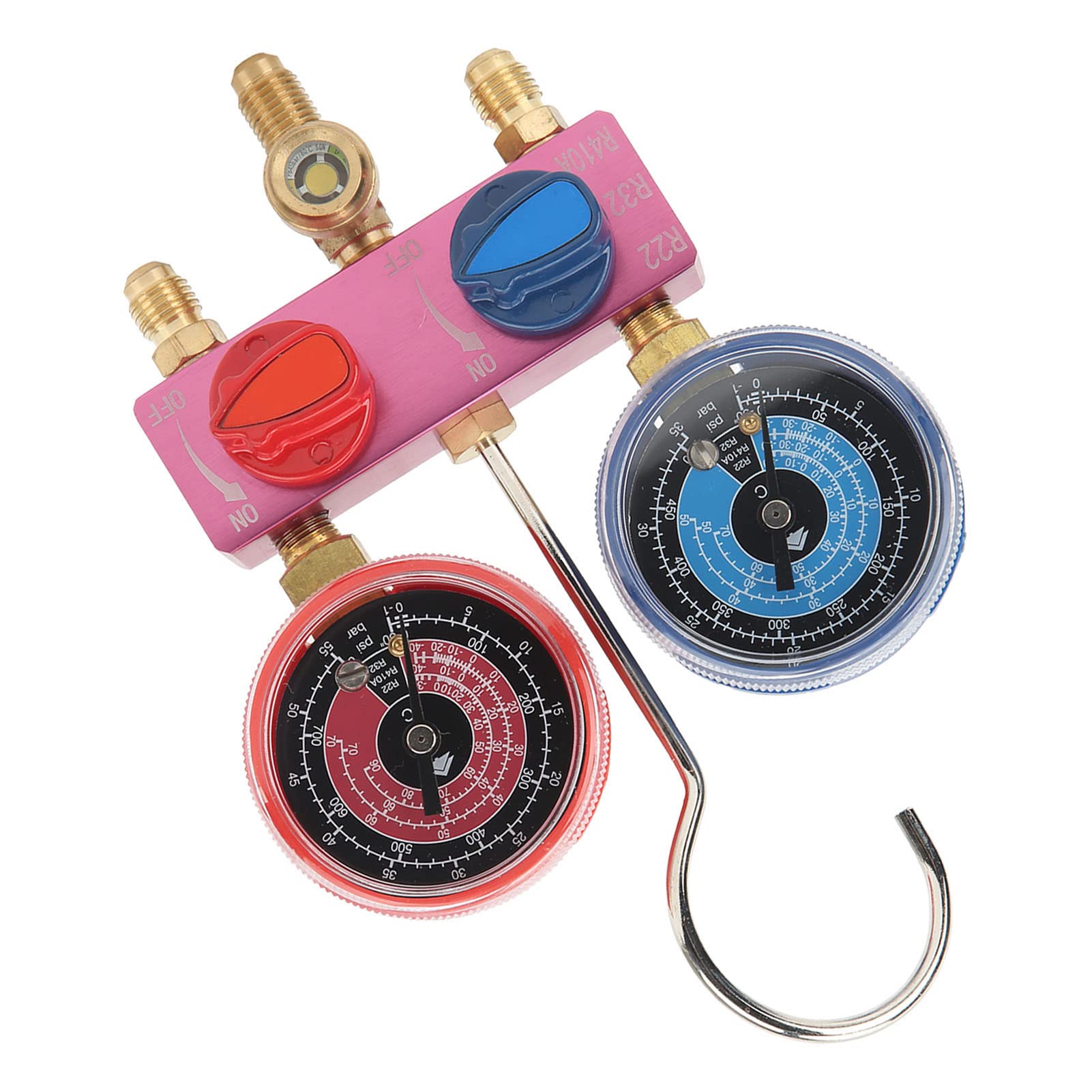 Generic R32-Kältemittelmessgerät, Klimaanlagenmessgerät Diagnose-Verteilermessgerät Mini-G1/4-Metallknopf-Klimaanlagenwerkzeug für R22 R32 R410A-Kältemittel