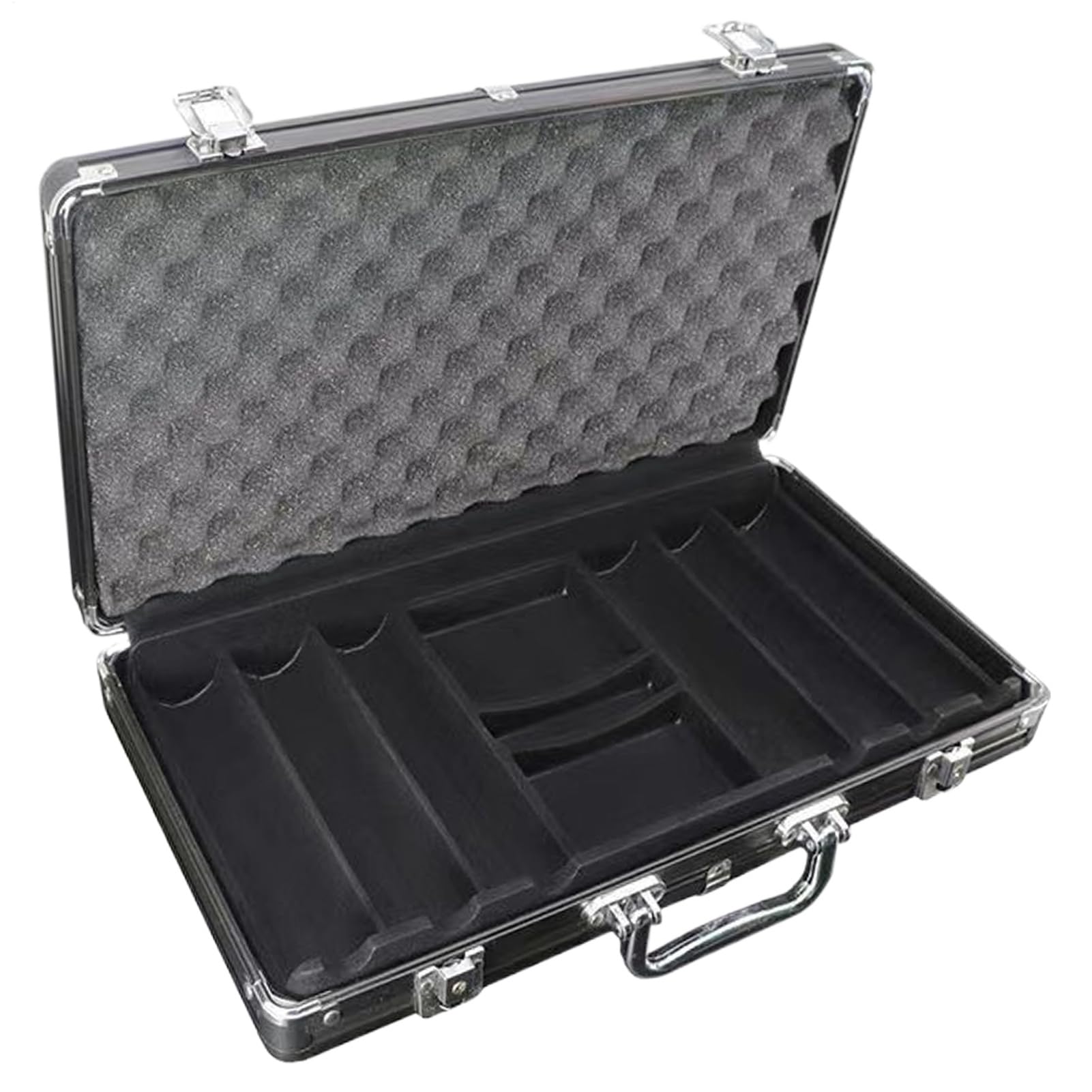 Aluminium Poker Koffer | Aus Aluminiumlegierung In Matt Schwarz Mit Einer Kapazität Von 300 Stücken,Metall Tragetasche Für Pokerchips | Für Erwachsene, Liebhaber, Freunde, Enthusiasten, Anfänger Und K